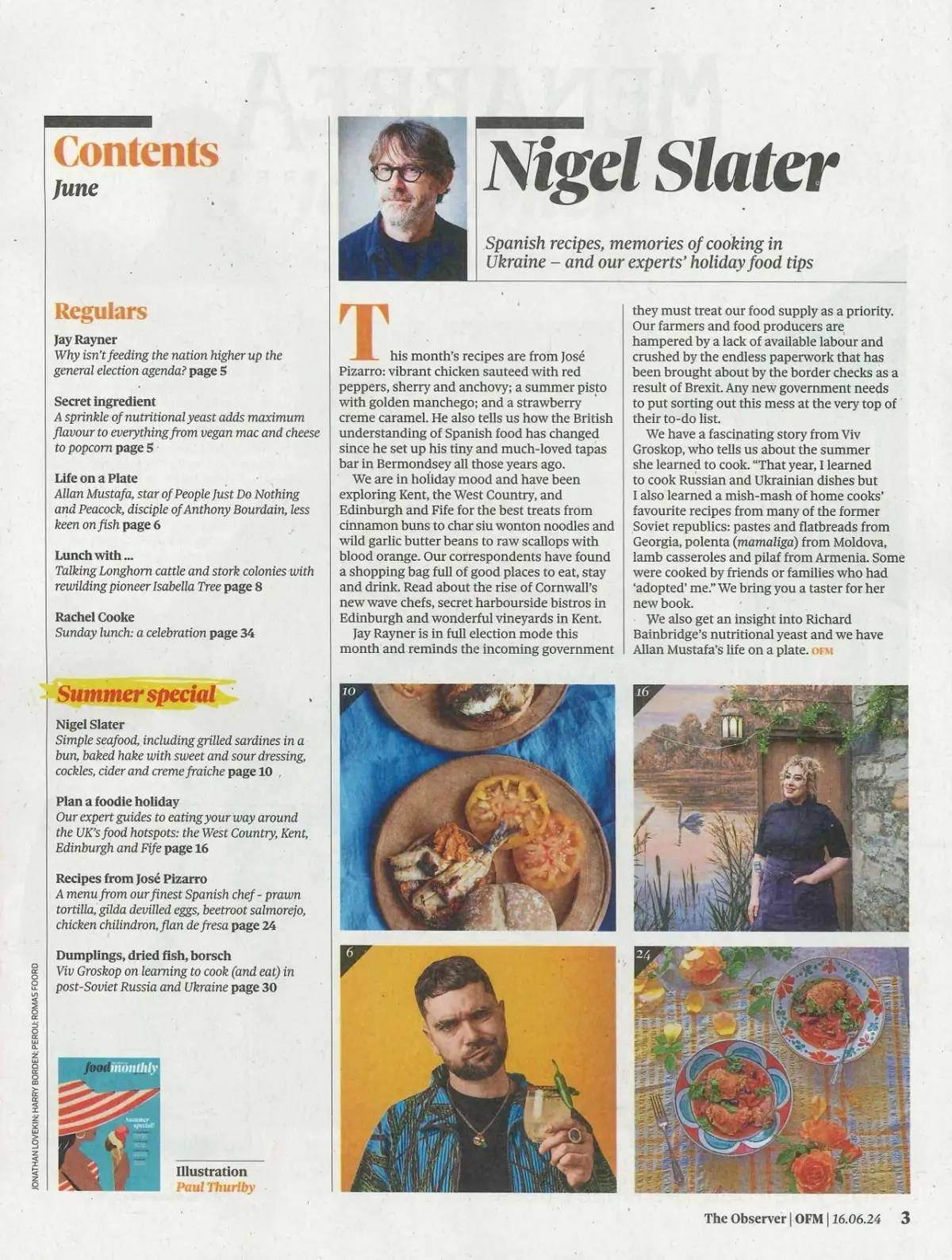 Observer Magazine Food Monthly: Summer Special, N. Slater, Recipes, June 2024 - image 2 | Free standard UK delivery included | Discount Quality Products