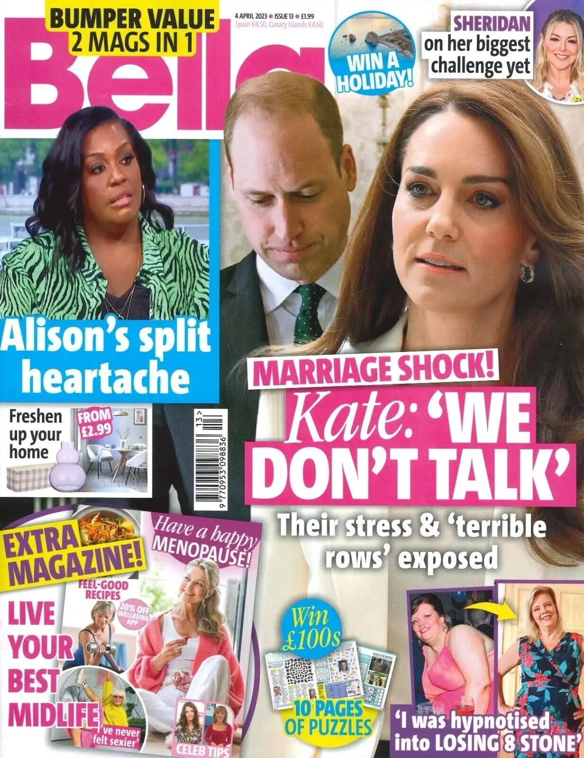 Bella Magazine, Kate Middleton &amp; William, Sheridan Smith, Alison Hammond, 4.4.23