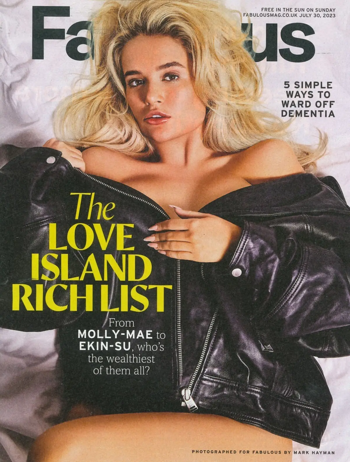 Fabulous Magazine Love Island Rich List Molly-Mae Ekin-Su, Delta Goodrem 30.7.23
