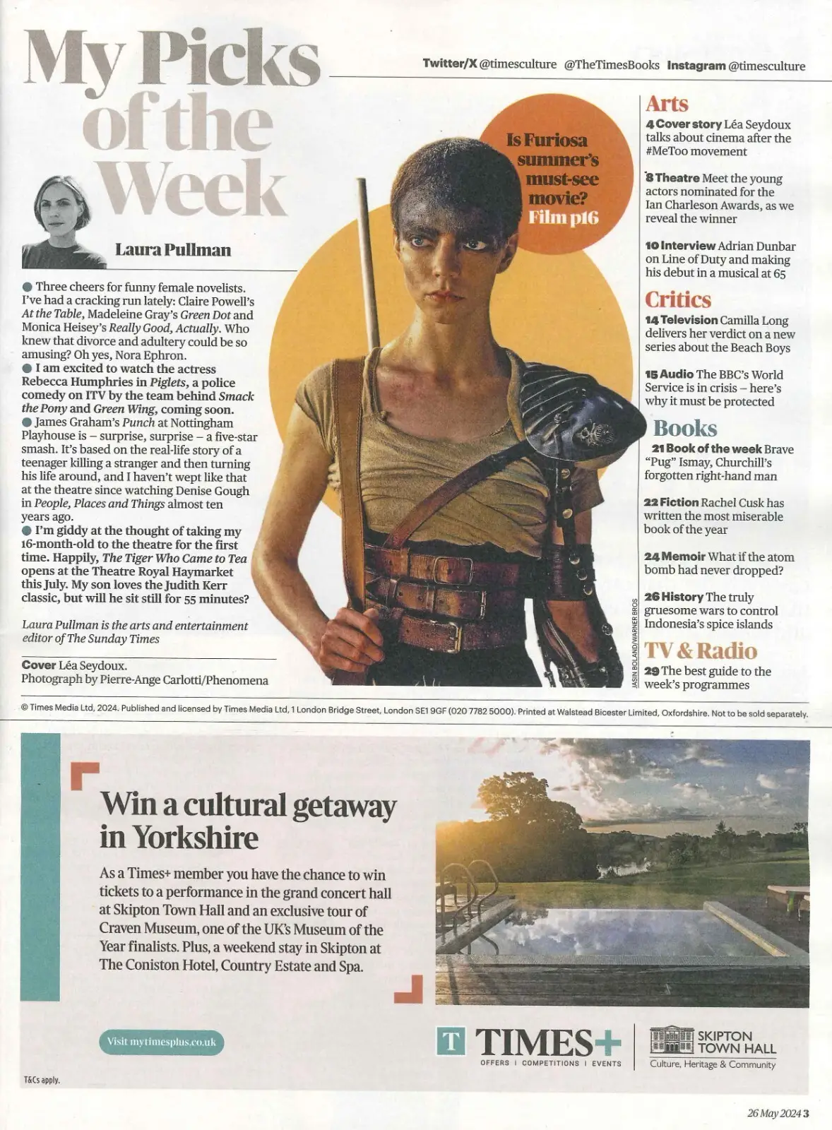 Sunday Times Culture Magazine: Léa Seydoux, Furiosa, Adrian Dunbar, 26.5.24 - image 2 | Free standard UK delivery included | Discount Quality Products