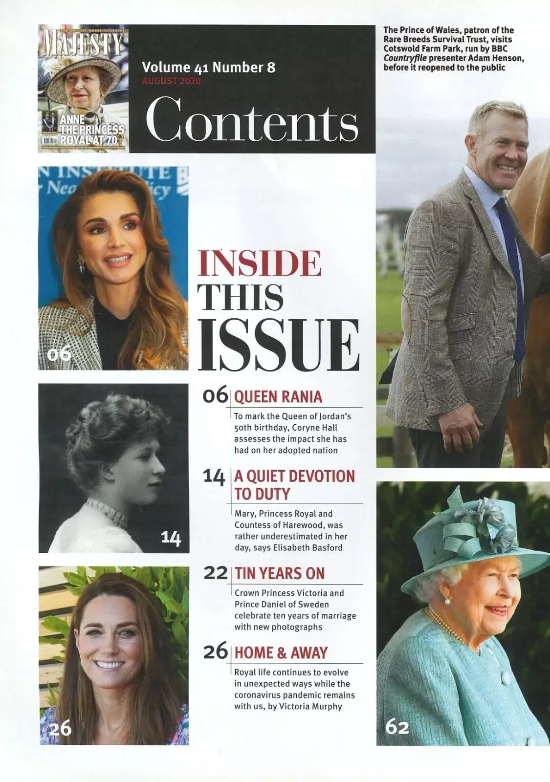 Majesty Magazine: Princess Anne, Queen Rania, Countess Mary, Royal, August 2020 - image 2 | Free standard UK delivery included | Discount Quality Products