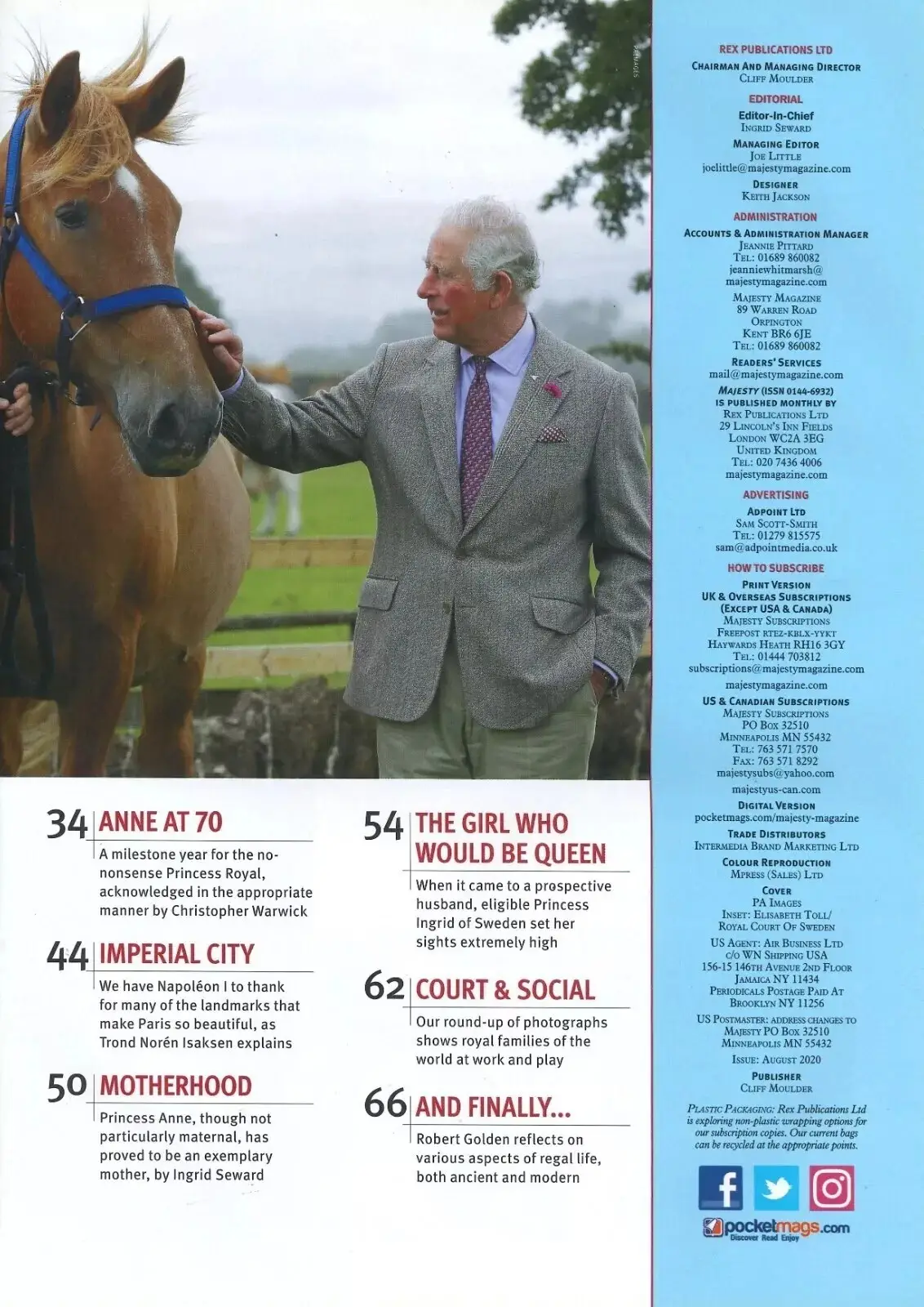 Majesty Magazine: Princess Anne, Queen Rania, Countess Mary, Royal, August 2020 - image 3 | Free standard UK delivery included | Discount Quality Products