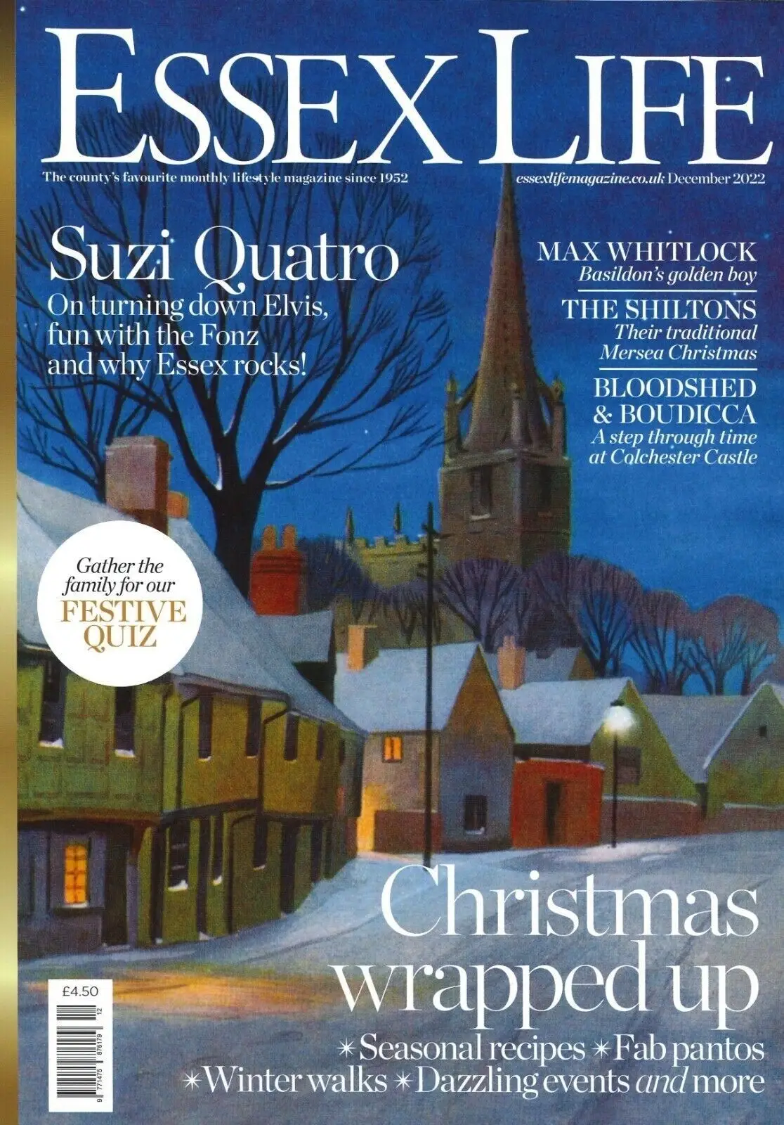Essex Life Magazine, Suzi Quatro, Elvis, Max Whitlock OBE, Christmas, Dec 2022