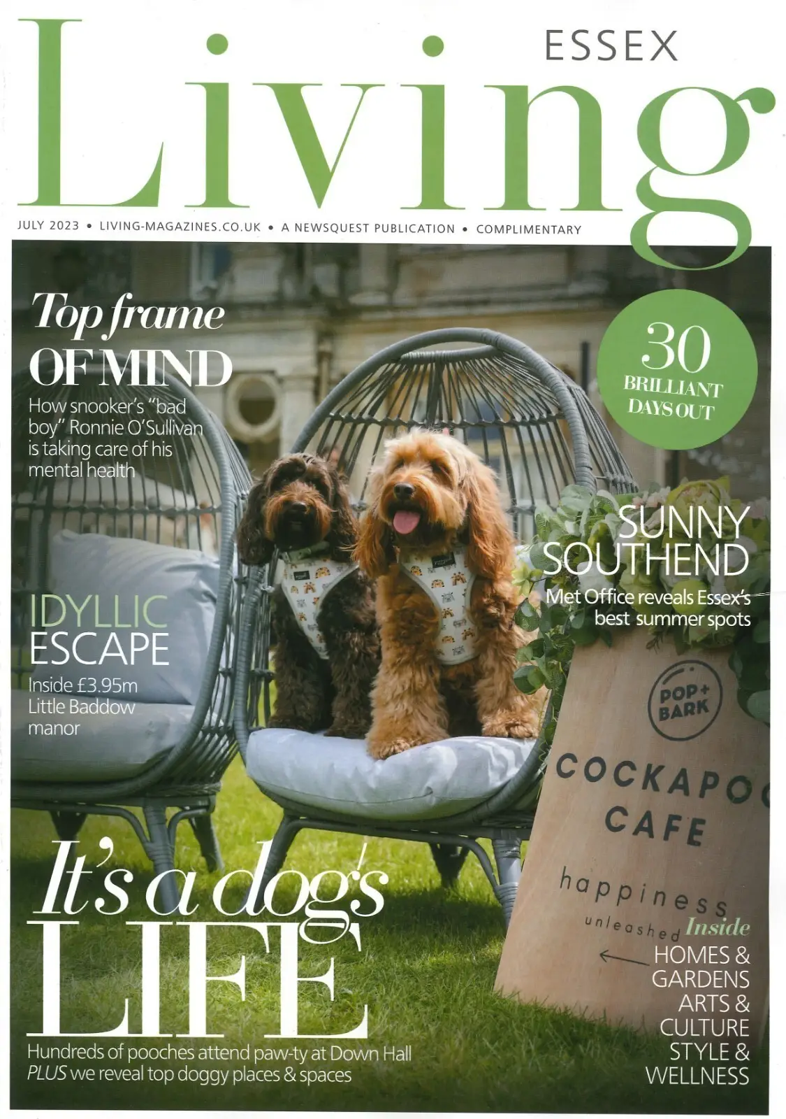 Essex Living Magazine, Ronnie O'Sullivan, Amy Burrows, Home, Garden, July 2023