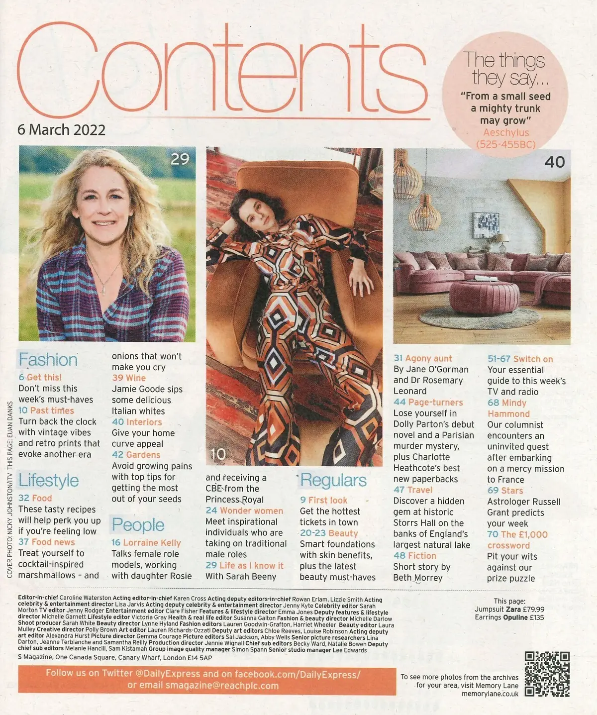 Sunday Express Magazine: Lorraine Kelly, Sarah Beeny, Mindy Hammond, 6.3.22 - image 2 | Free standard UK delivery included | Discount Quality Products