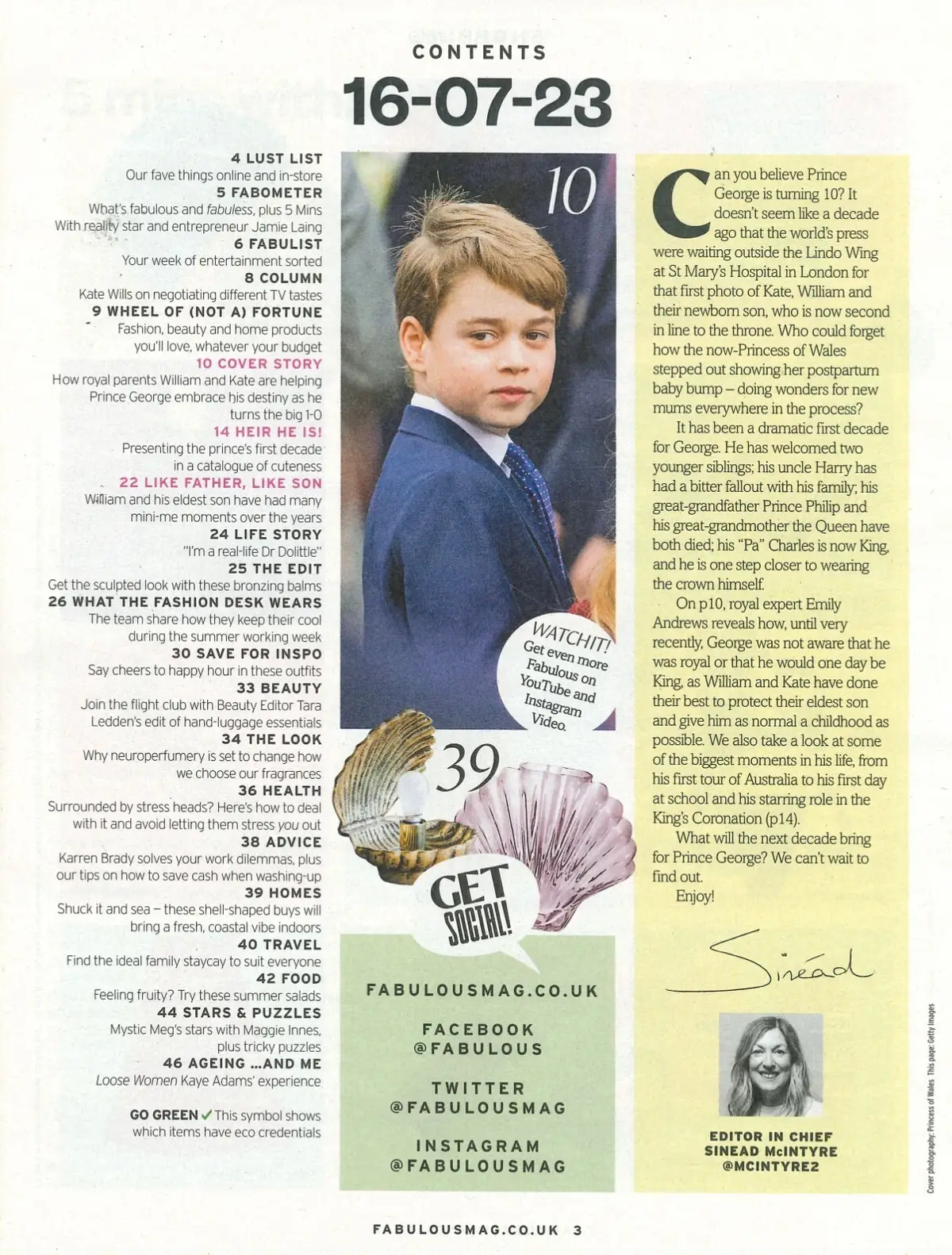 Fabulous Magazine, Prince George 10th Birthday, Jamie Laing, Kaye Adams, 16.7.23 - image 2 | Free standard UK delivery included | Discount Quality Products