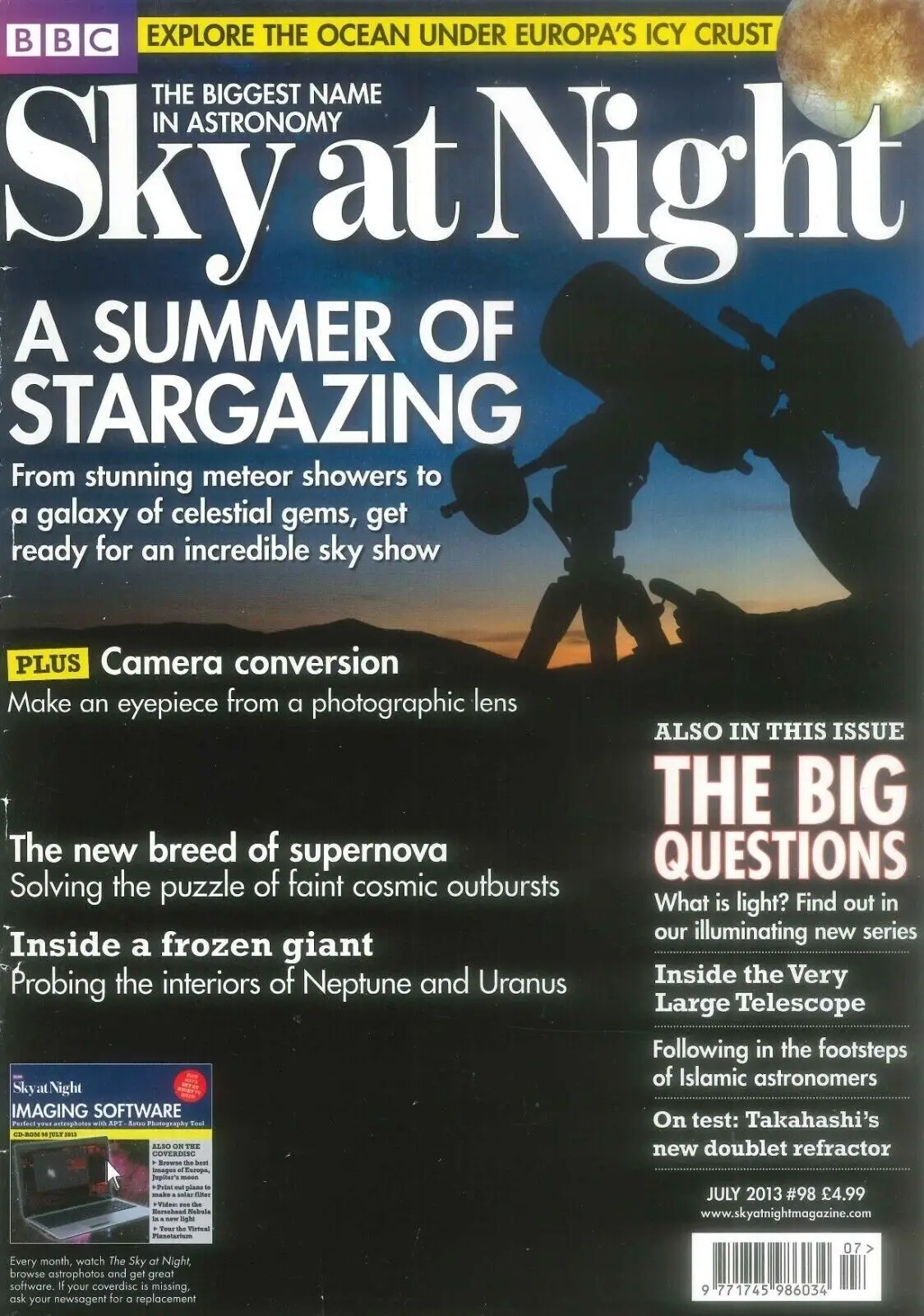 BBC Sky at Night Astronomy Magazine #98, Europa, Stargaze, Supernova, July 2013