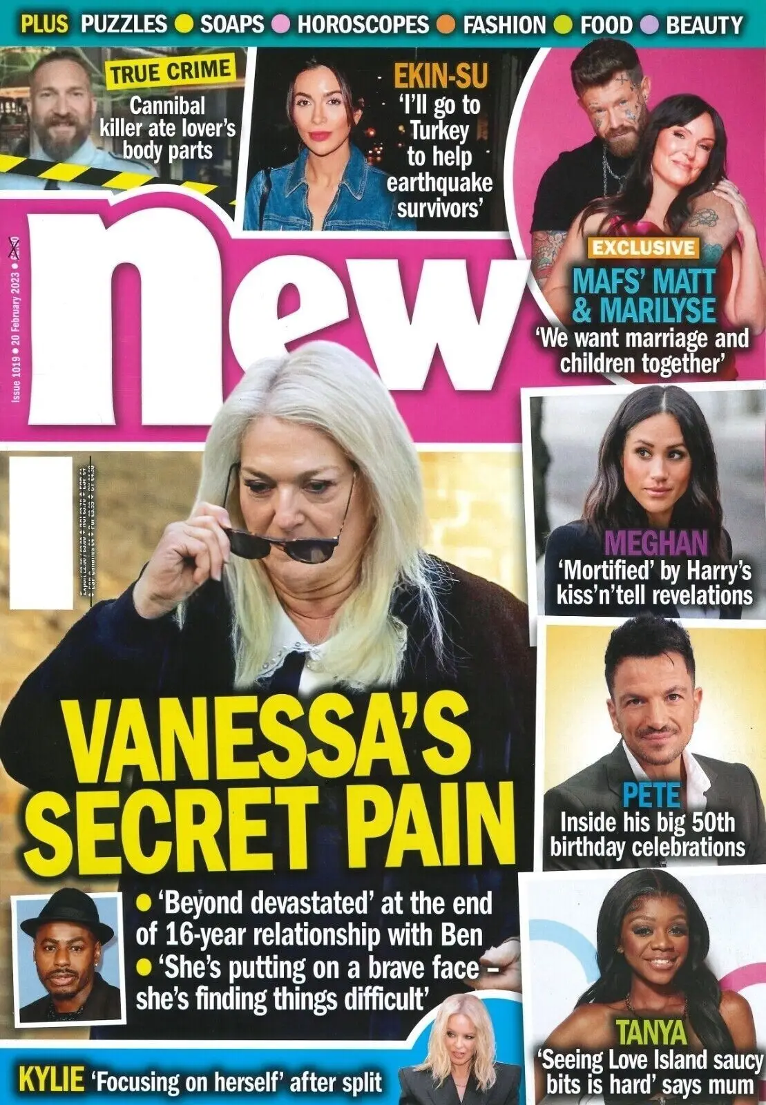 New Magazine Meghan Markle Prince Harry, Vanessa Feltz, Ekin-Su, Minogue 20.2.23