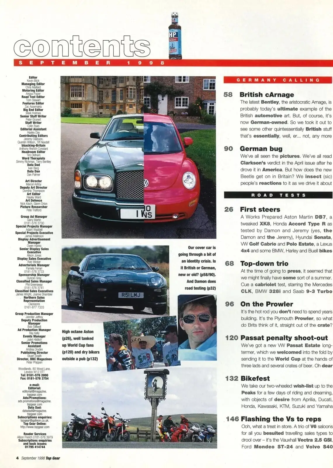 BBC Top Gear Magazine: Issue #60, Bentley, Beetle, BMW 328i, Sonata, Sept 1998 - image 2 | Free standard UK delivery included | Discount Quality Products