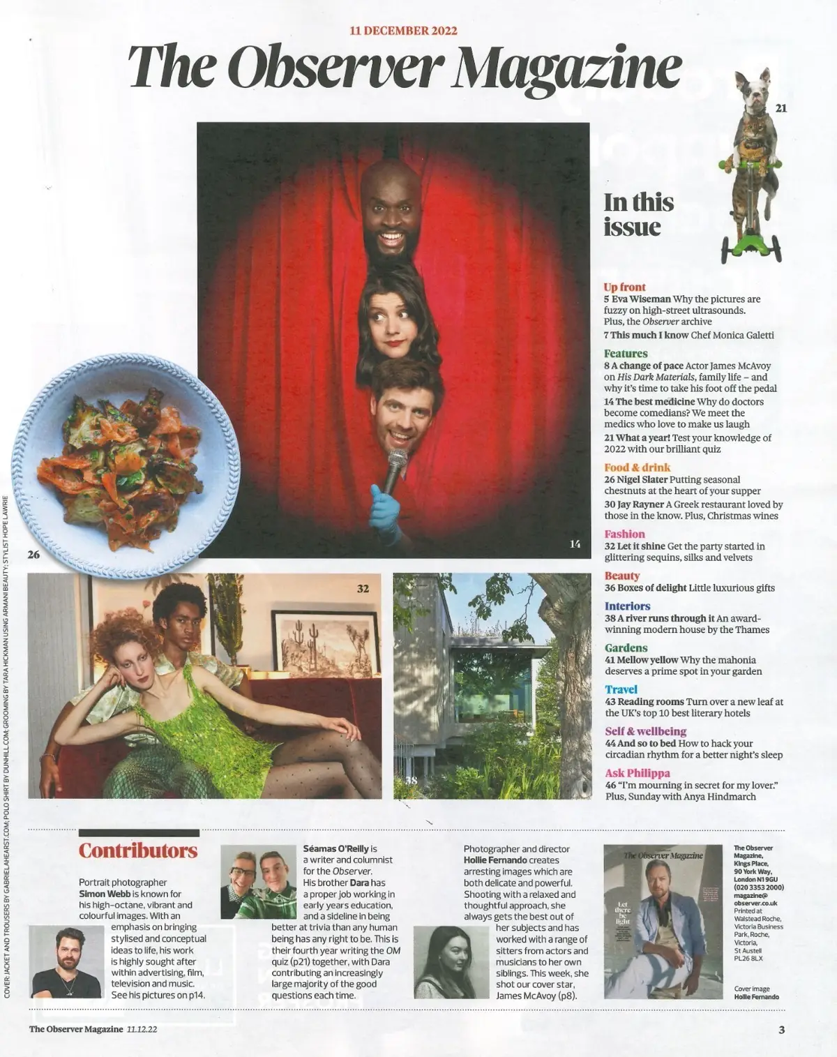 Observer Magazine James McAvoy, Monica Galetti, Anya Hindmarch, Fashion 11.12.22 - image 2 | Free standard UK delivery included | Discount Quality Products