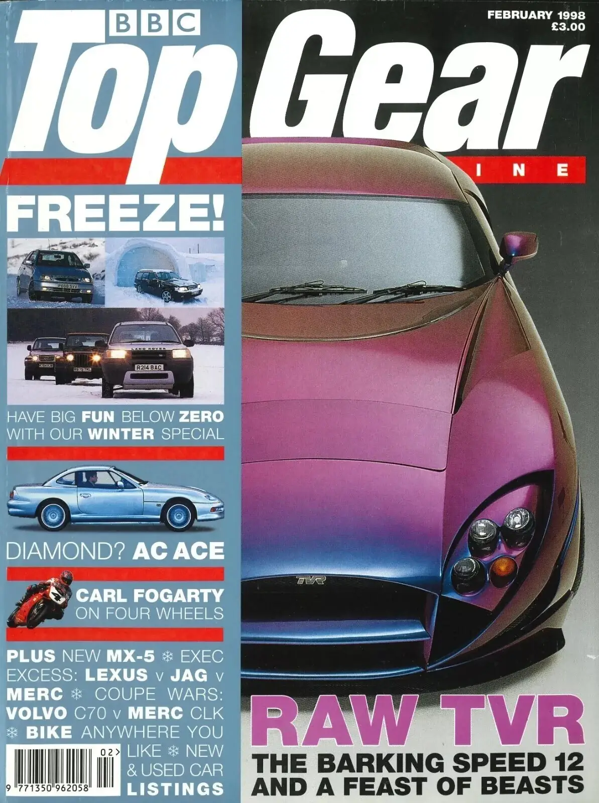 BBC Top Gear Magazine: Issue #53, Carl Fogarty, TVR, Jaguar, Mercedes, Feb 1998