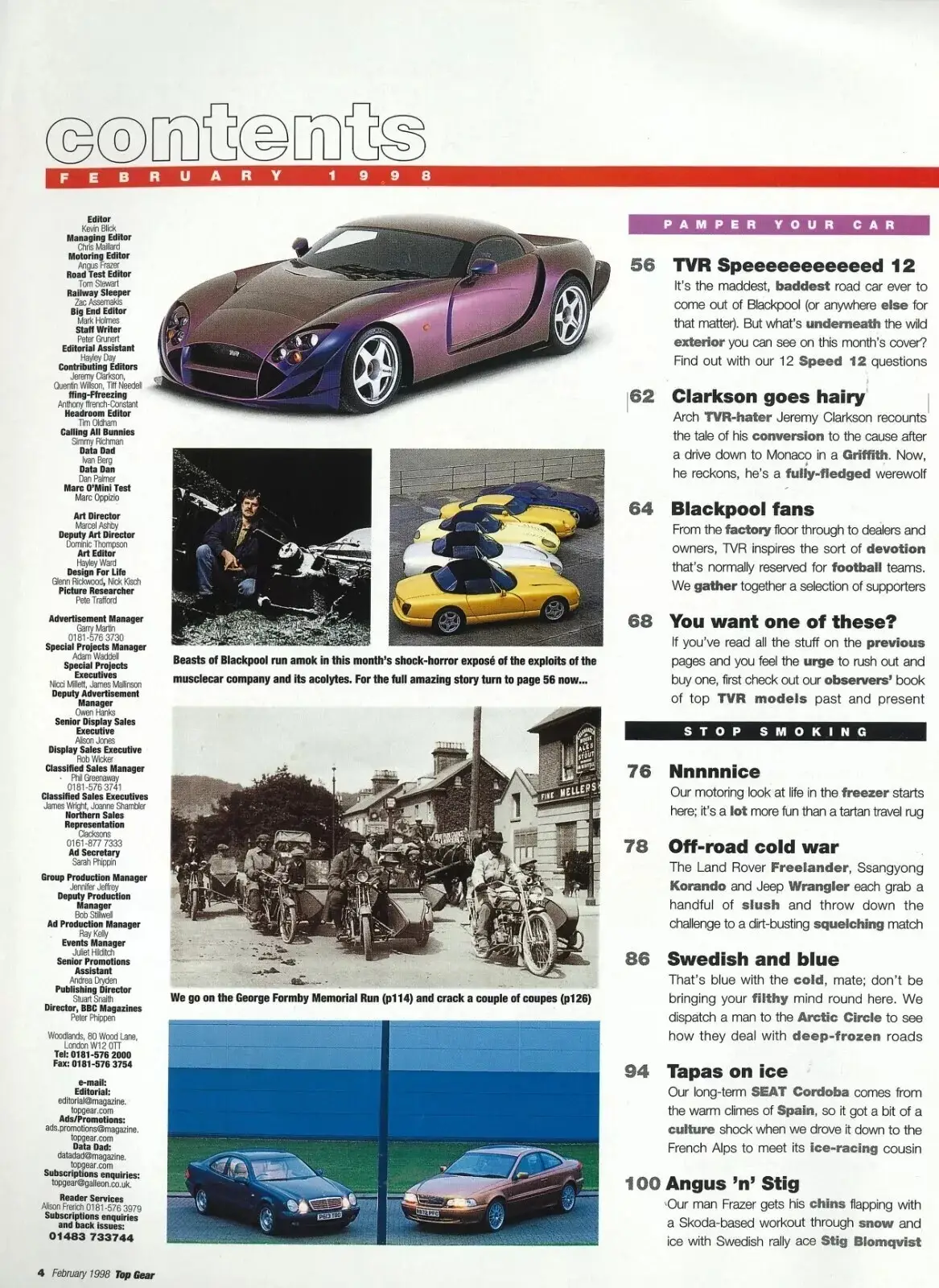 BBC Top Gear Magazine: Issue #53, Carl Fogarty, TVR, Jaguar, Mercedes, Feb 1998 - image 2 | Free standard UK delivery included | Discount Quality Products