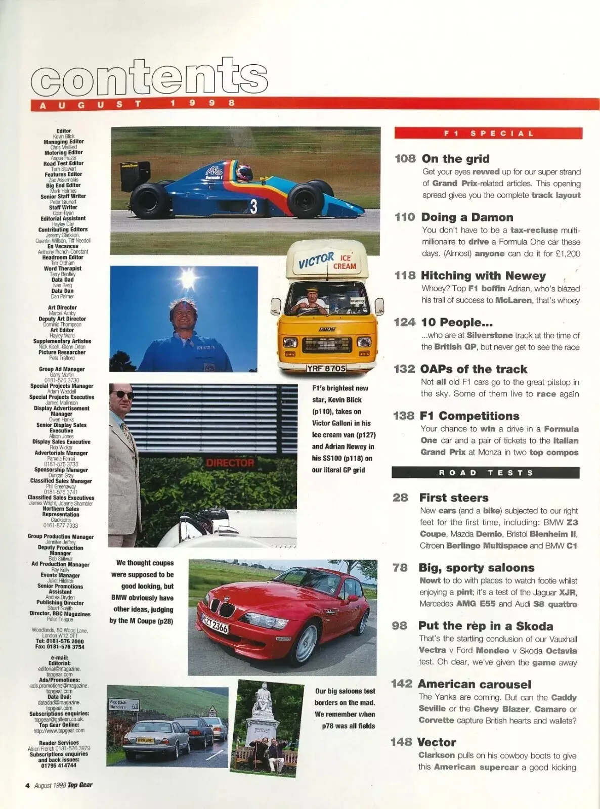 BBC Top Gear Magazine: Issue #59, F1 Grand Prix, BMW Z3, Mercedes AMG, Aug 1998 - image 2 | Free standard UK delivery included | Discount Quality Products