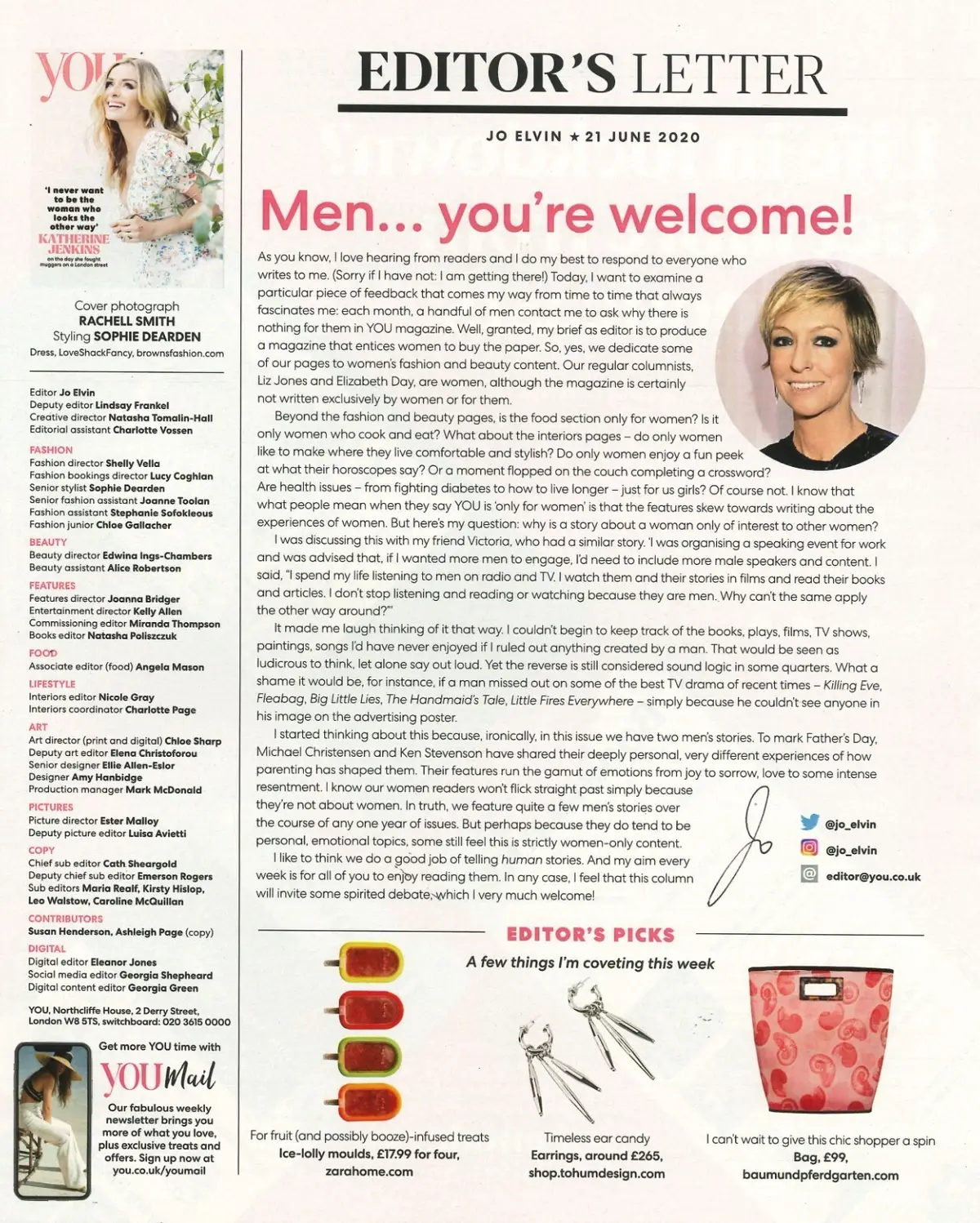 You Magazine: Katherine Jenkins, Jo Elvin, Fashion, Styles, Beauty, 21.6.20 - image 2 | Free standard UK delivery included | Discount Quality Products