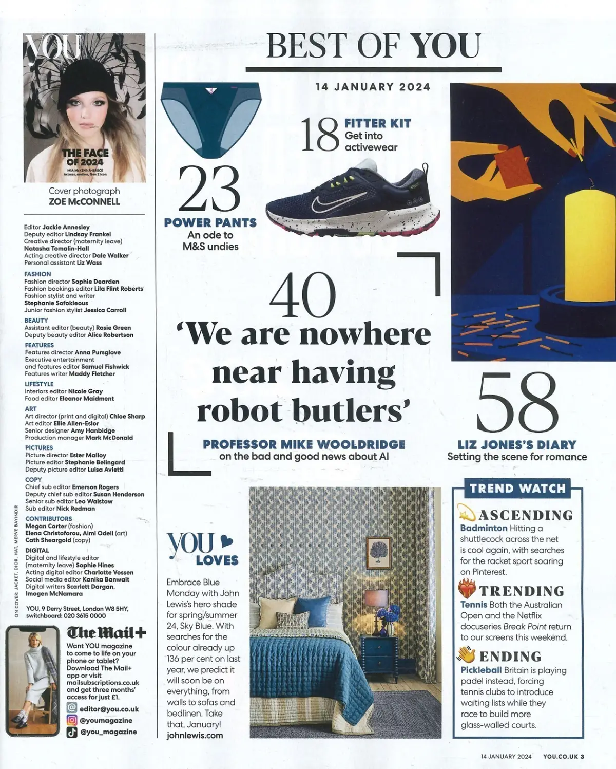 You Magazine: Mia McKenna-Bruce, Sam McKnight, AI, Fashion, Recipes, 14.1.24 - image 2 | Free standard UK delivery included | Discount Quality Products