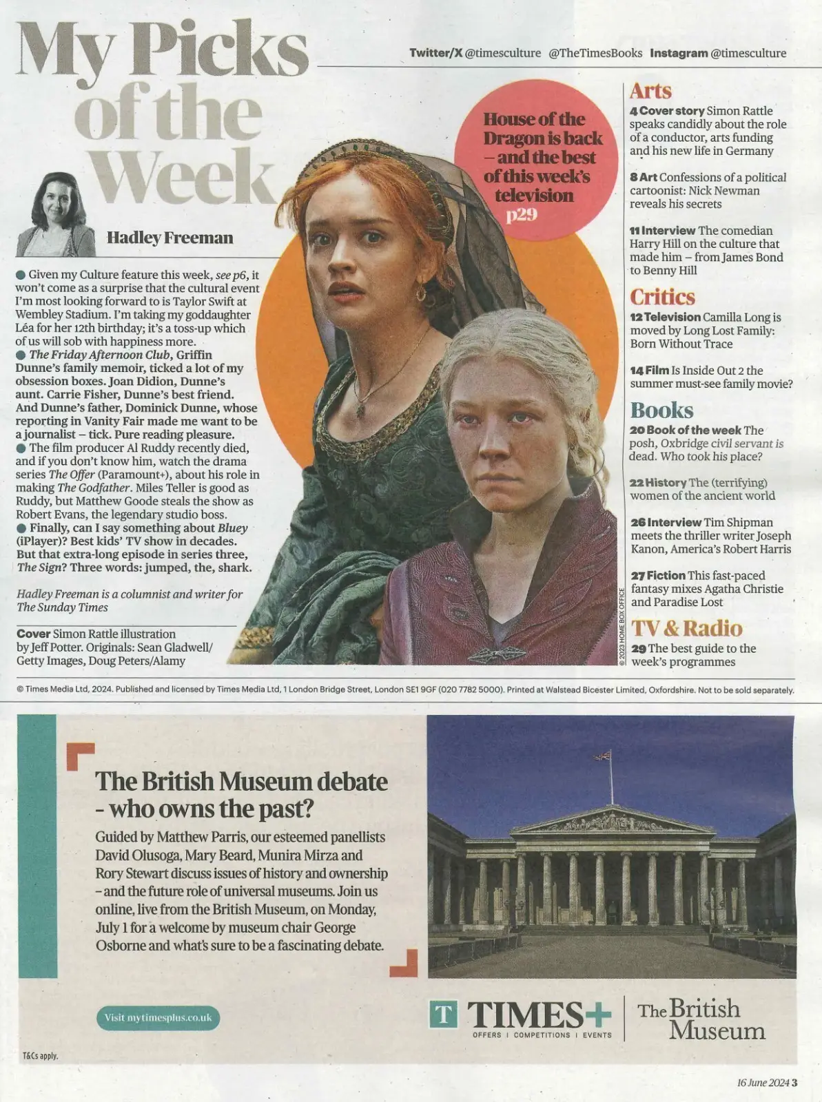 Sunday Times Culture Magazine: Simon Rattle, House of the Dragon, Film, 16.6.24 - image 2 | Free standard UK delivery included | Discount Quality Products