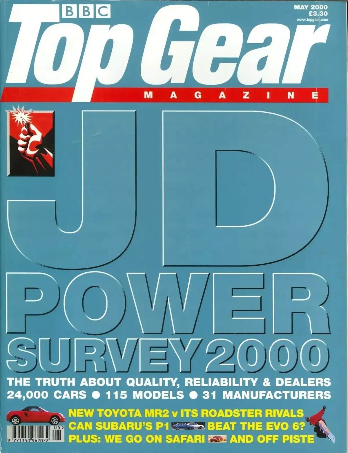 BBC Top Gear Magazine Issue #80, Toyota MR2, Renault Laguna, Mazda MX5, May 2000