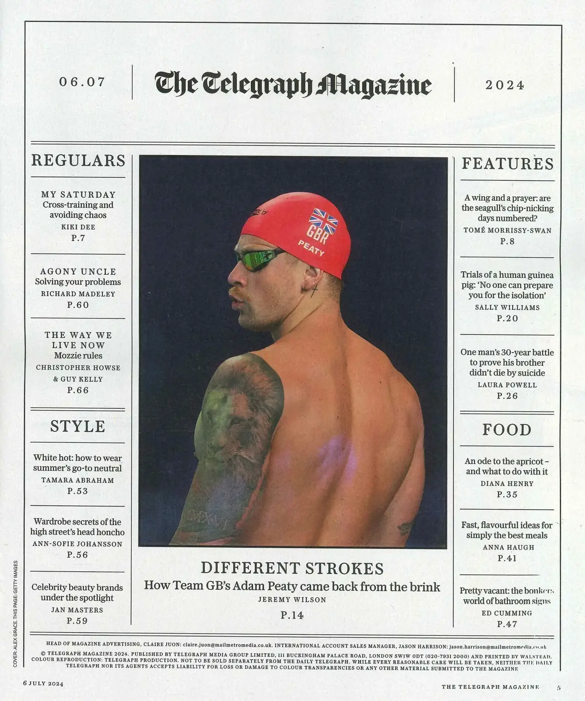 Telegraph Magazine: Adam Peaty, Kiki Dee, Anna Haugh, Richard Madeley, 6.7.24 - image 2 | Free standard UK delivery included | Discount Quality Products