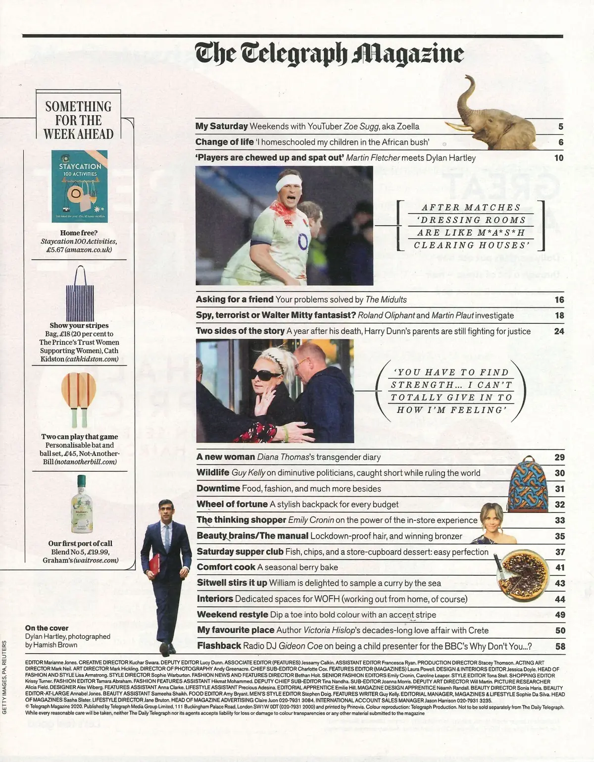 Telegraph Magazine: Dylan Hartley, Zoe Sugg, Gideon Coe, Harry Dunn, 15.8.20 - image 2 | Free standard UK delivery included | Discount Quality Products