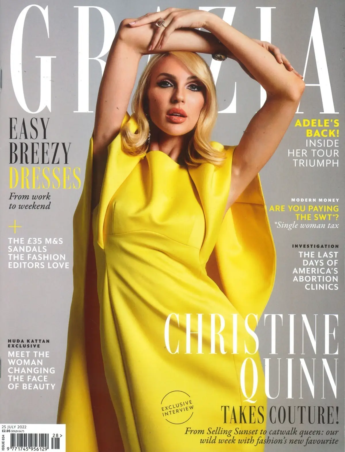 Grazia Magazine, Christine Quinn, Adele, Huda Kattan, America Abortions, 25.7.22