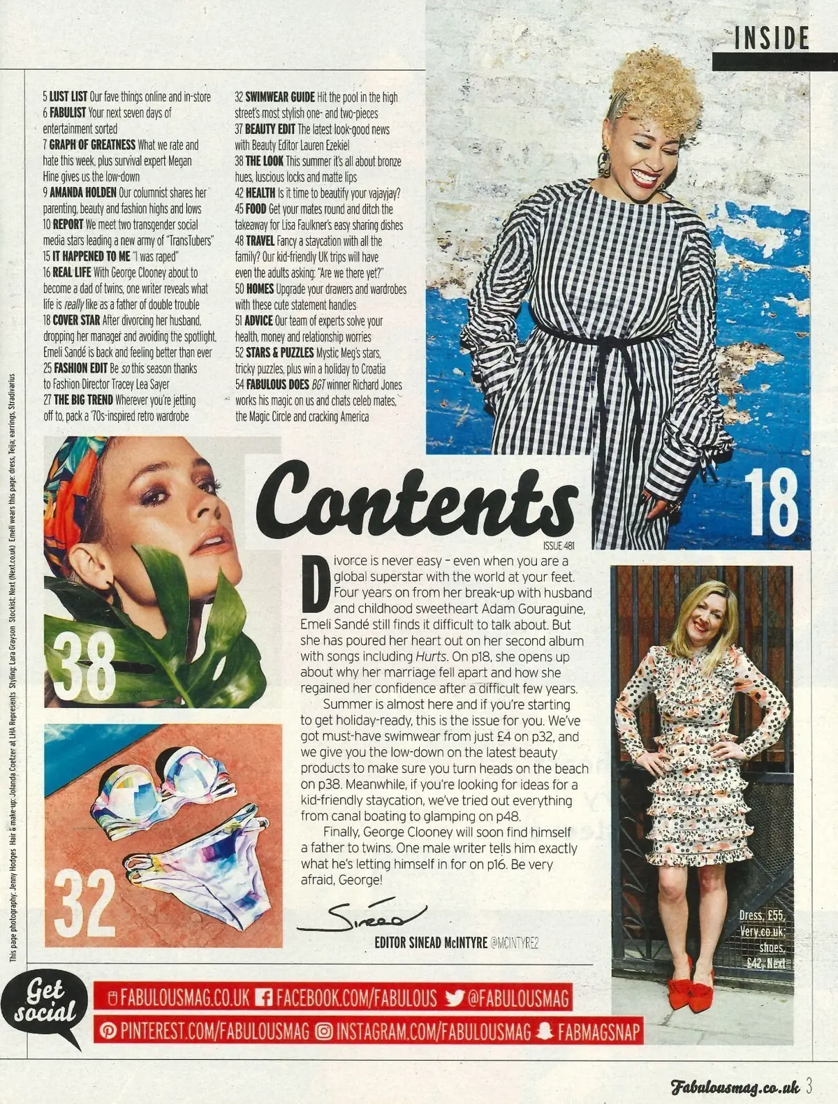 Fabulous Magazine: Emeli Sandé, Megan Hine, Amanda Holden, Fashion, 21.5.17 - image 2 | Free standard UK delivery included | Discount Quality Products