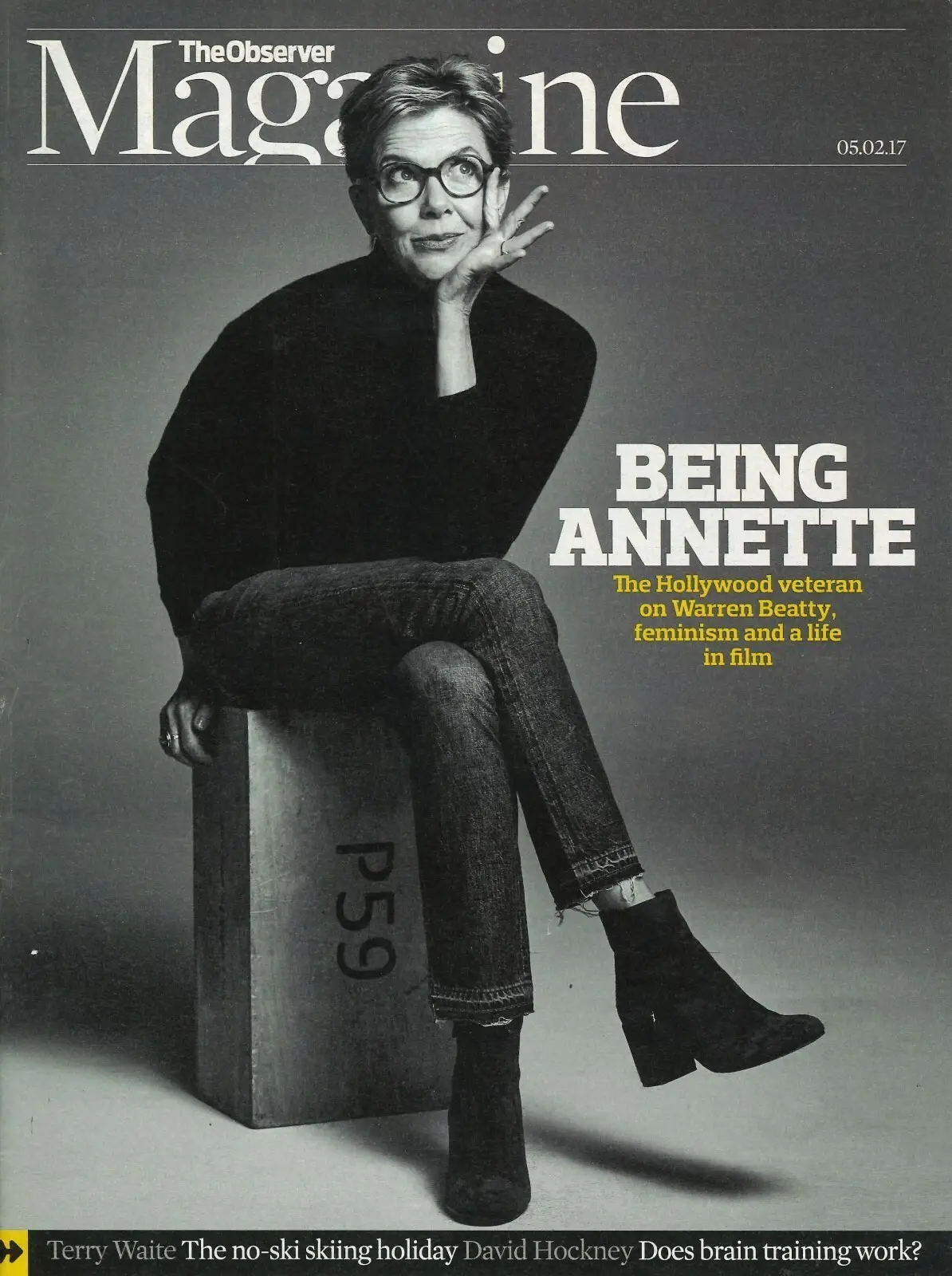 Observer Magazine, Annette Bening, David Hockney, Mariella Frostrup, 5.2.17