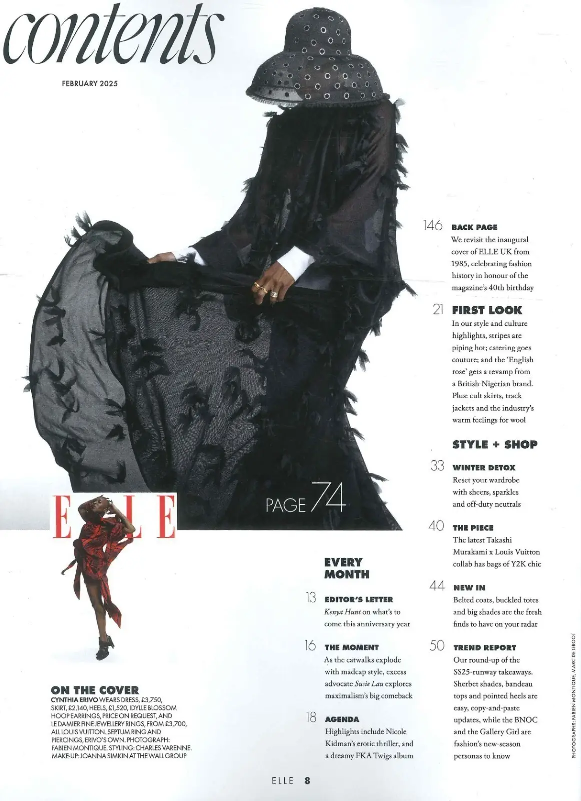 Elle Magazine Cynthia Erivo, Wicked, Nicole Kidman, Grace Carter, Style Feb 2025 - image 2 | Free standard UK delivery included | Discount Quality Products