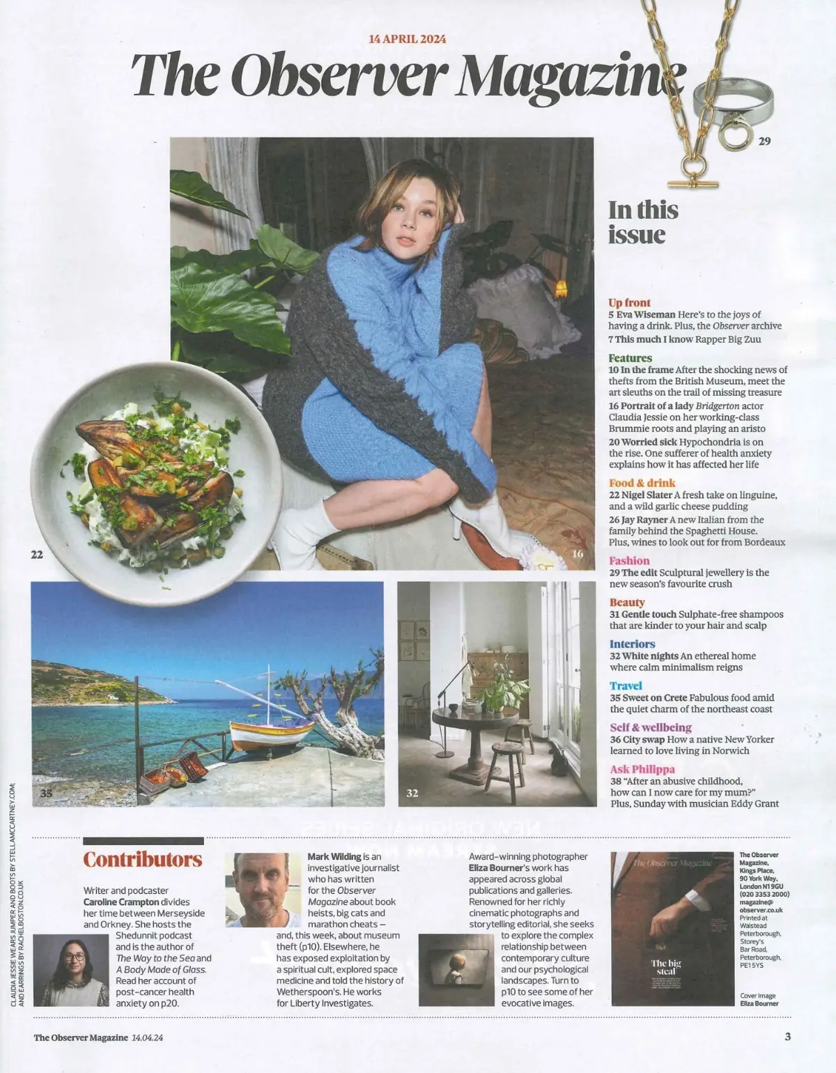 Observer Magazine: Claudia Jessie, Eddy Grant, Big Zuu, Nigel Slater, 14.4.24 - image 2 | Free standard UK delivery included | Discount Quality Products