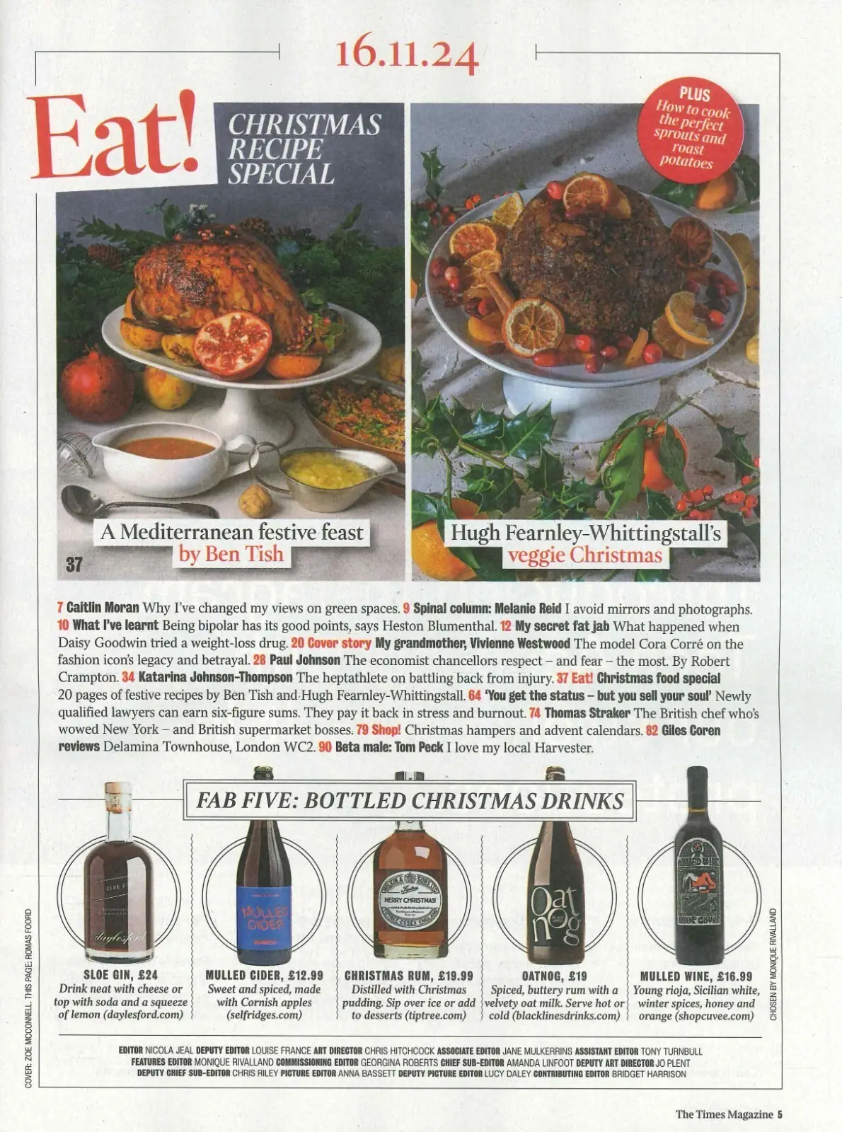 Times Magazine: Cora Corré, Vivienne Westwood, Christmas Food Special, 16.11.24 - image 2 | Free standard UK delivery included | Discount Quality Products