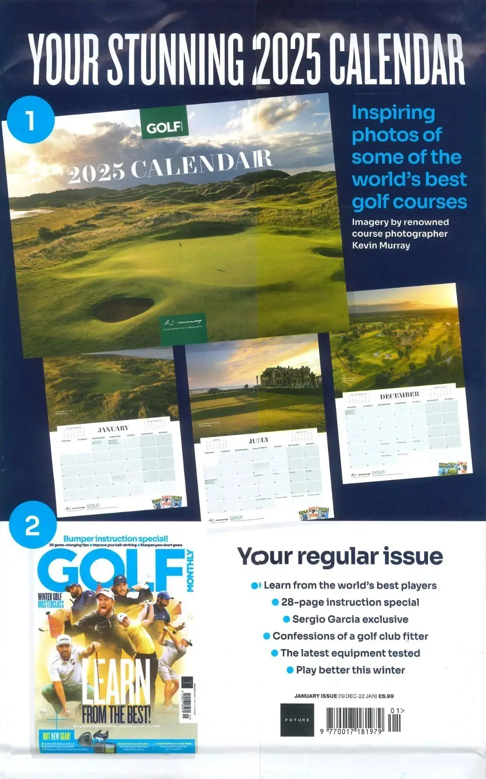 Golf Monthly Magazine Instruction Special, Free Calendar, Sergio Garcia Jan 2025 - image 2 | Free standard UK delivery included | Discount Quality Products