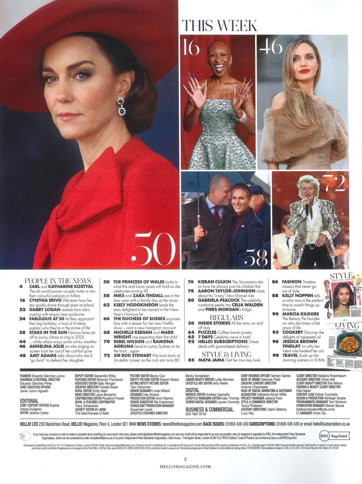 HELLO! Magazine: Princess Kate, Cynthia Erivo, Rod Stewart, A. Jolie, 13.1.25 - image 2 | Free standard UK delivery included | Discount Quality Products