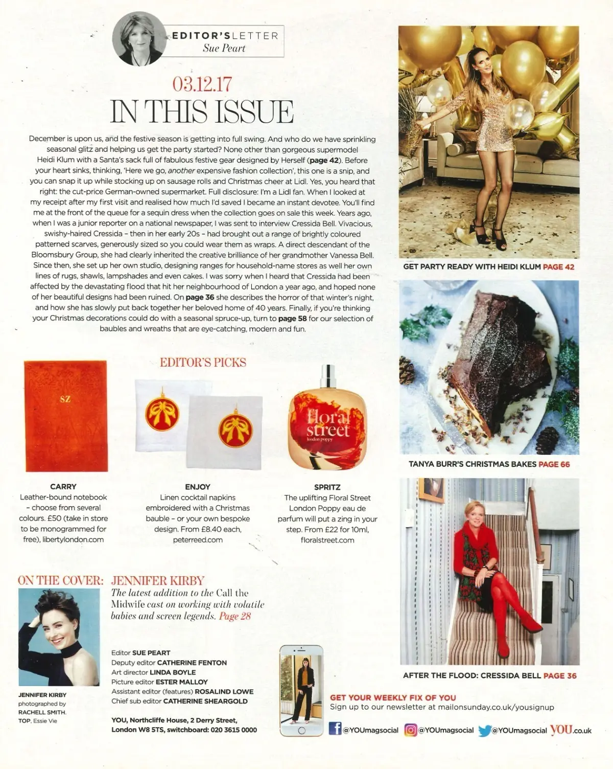 You Magazine: Jennifer Kirby, Heidi Klum, Cressida Bell, Tanya Burr, 3.12.17 - image 2 | Free standard UK delivery included | Discount Quality Products
