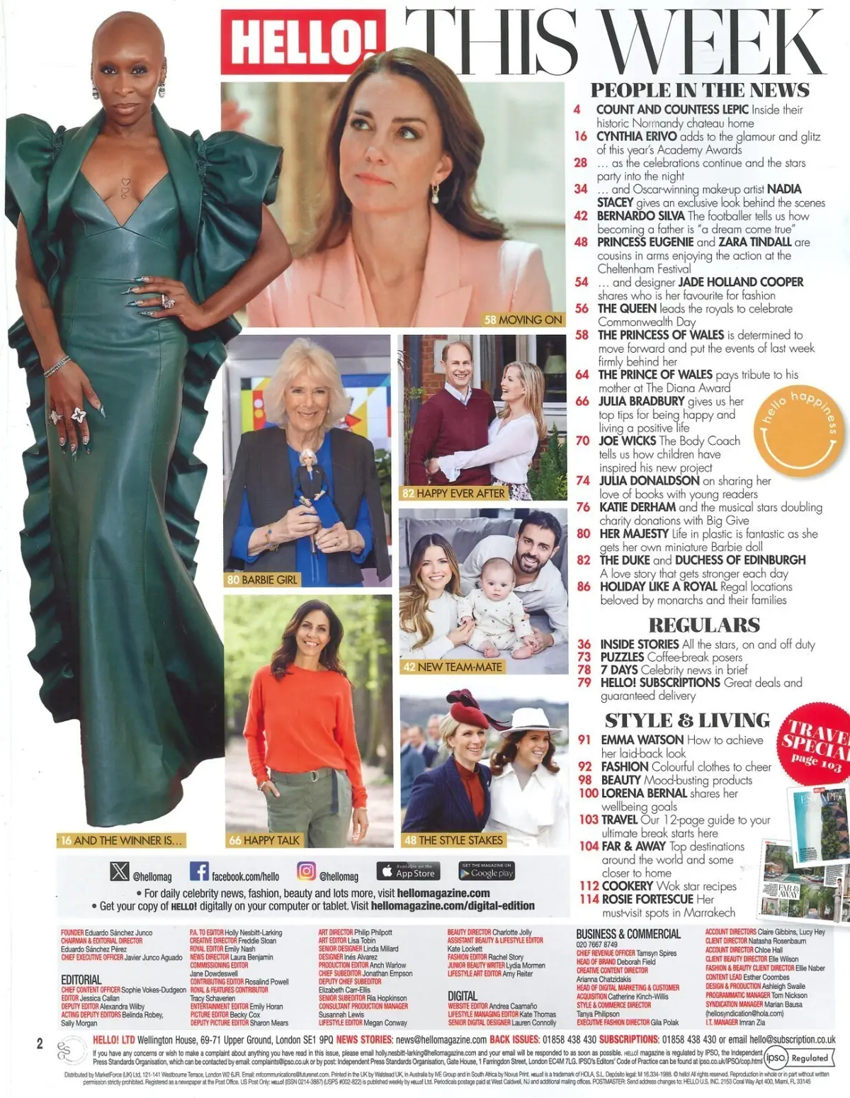 HELLO! Magazine: Princess Kate, Prince William, Camilla, Cynthia Erivo, 25.3.24 - image 2 | Free standard UK delivery included | Discount Quality Products