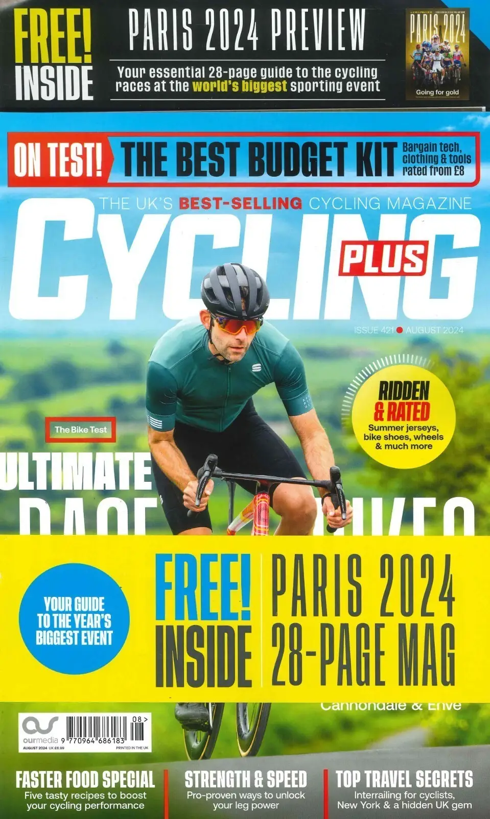 Cycling Plus Magazine #421: Free Paris 2024 Preview, Bikes, Racing, Aug 2024