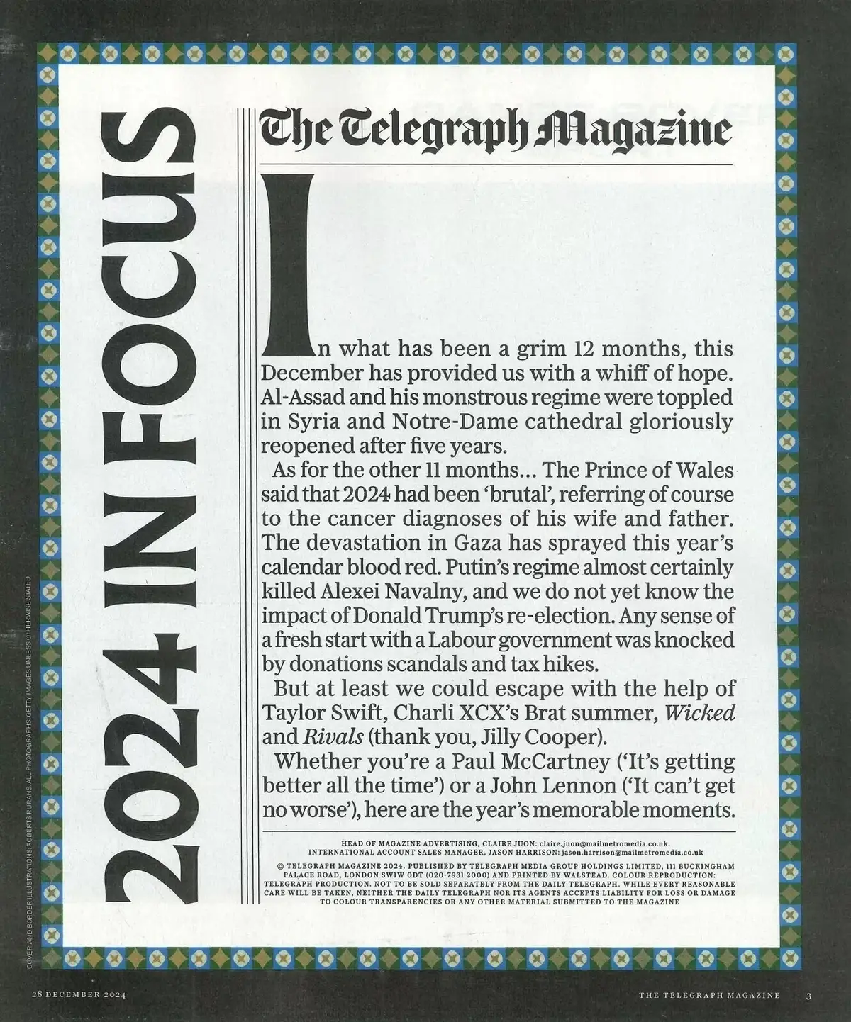 Telegraph Magazine: 2024 Year in Pictures, Trump, King Charles, Beyoncé 28.12.24 - image 2 | Free standard UK delivery included | Discount Quality Products
