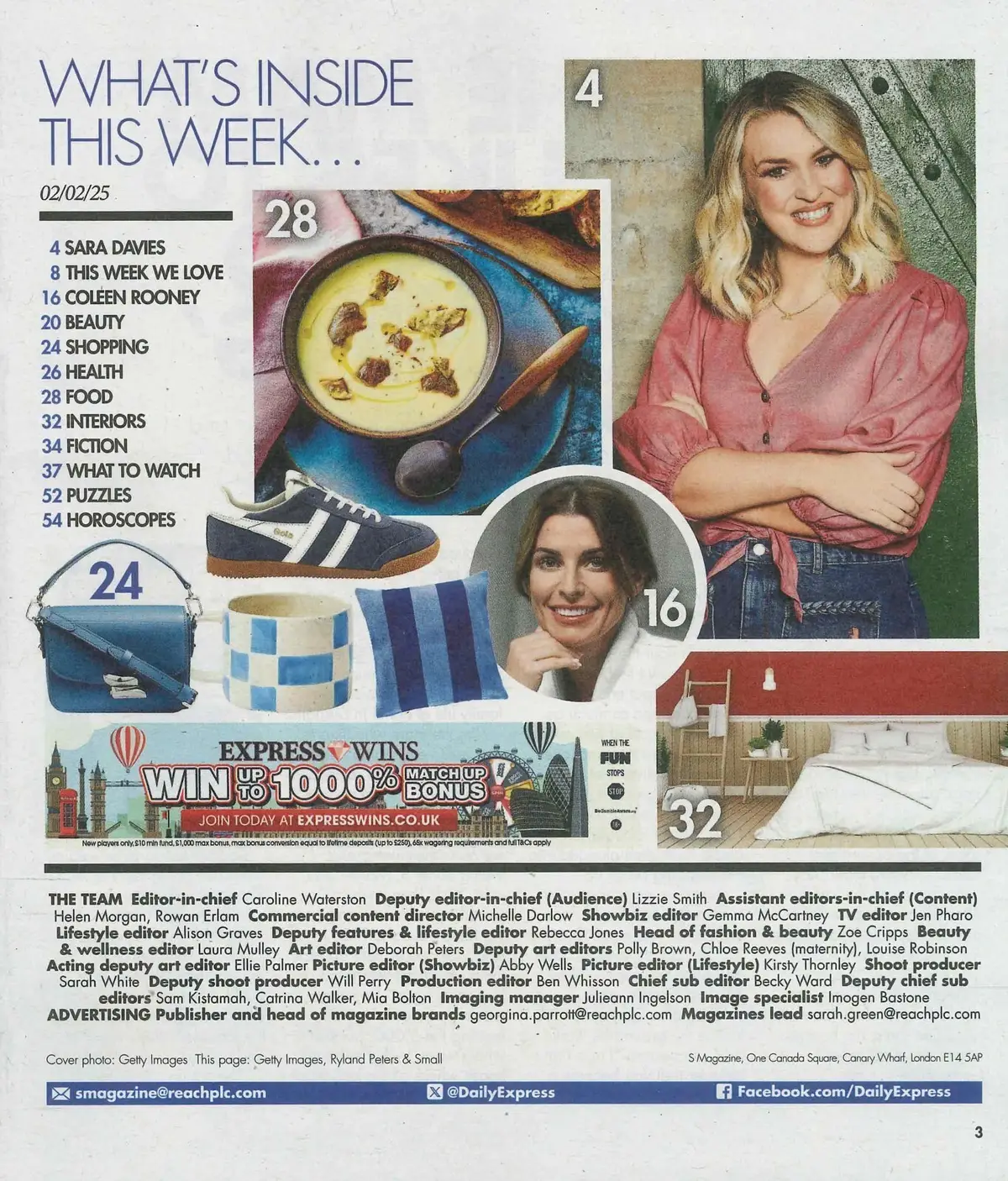 Sunday Express Magazine: Sara Davies, Coleen Rooney, Beauty Treatments, 2.2.25 - image 2 | Free standard UK delivery included | Discount Quality Products