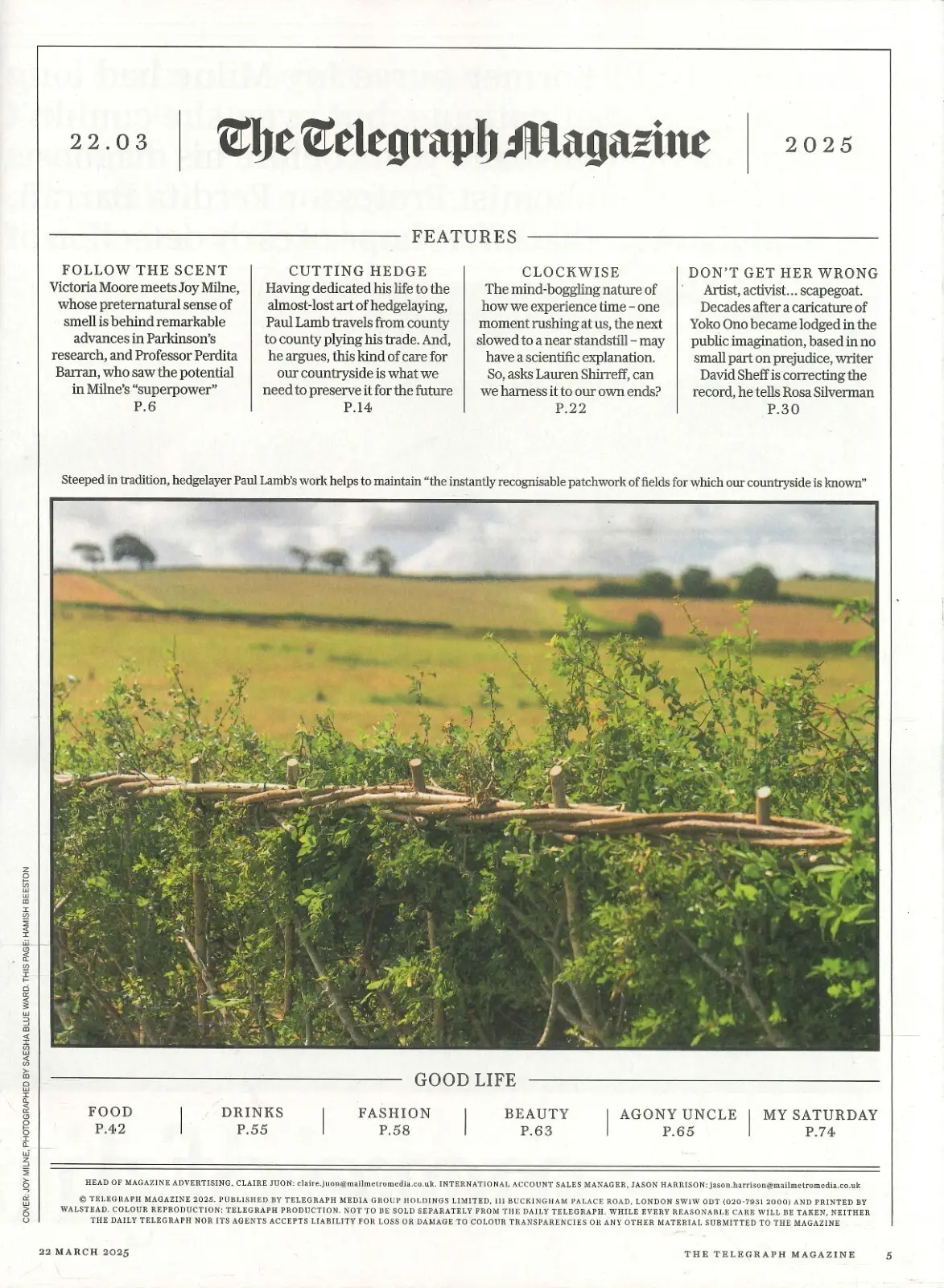Telegraph Magazine, Joy Milne, Yoko Ono, Lauren Shirreff, Paul Lamb, 22.3.25 - image 2 | Free standard UK delivery included | Discount Quality Products