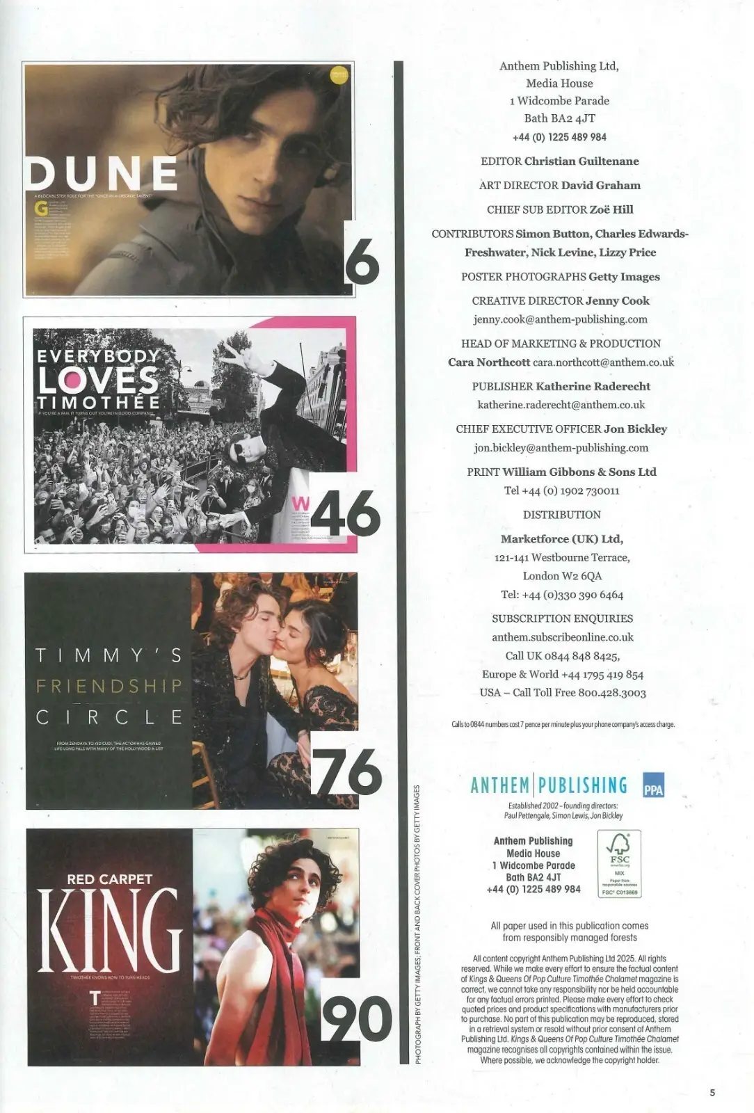 Timothée Chalamet Magazine: Dune, Wonka, Little Women, Kings of Screen, 2025 - image 3 | Free standard UK delivery included | Discount Quality Products