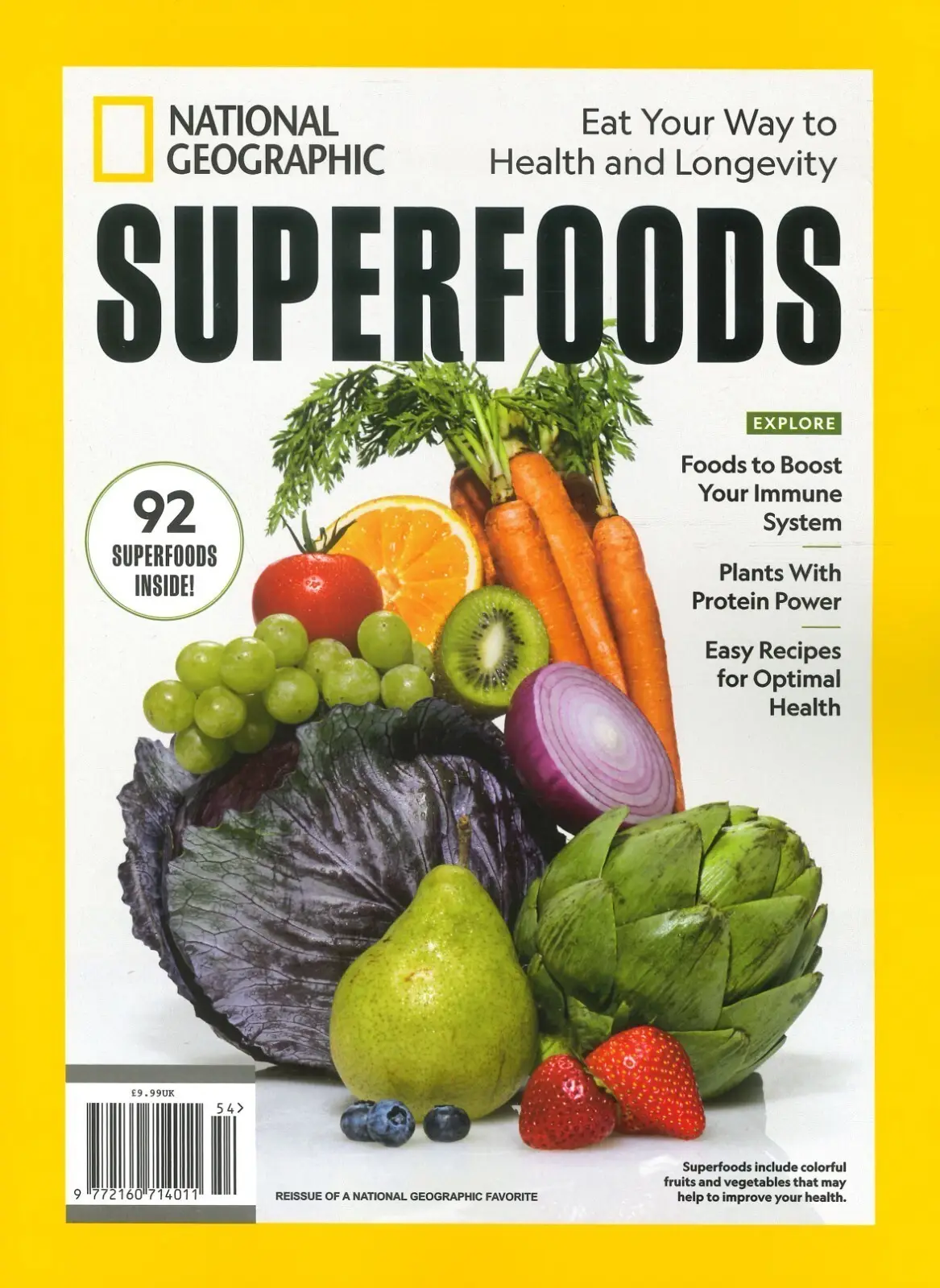 National Geographic Magazine: 92 Superfoods, Health &amp; Longevity, Easy Recipes