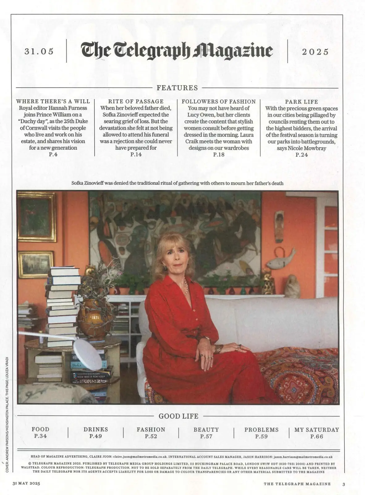 Telegraph Magazine Prince William, Rob Beckett, Sofka Zinovieff, Madeley 31.5.25 - image 2 | Free standard UK delivery included | Discount Quality Products