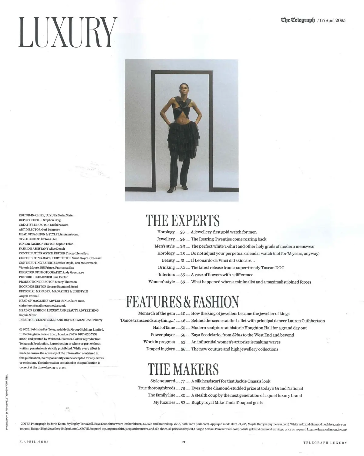 Telegraph Luxury Magazine: Kaya Scodelario, L. Cuthbertson, M. Tindall, 5.4.25 - image 2 | Free standard UK delivery included | Discount Quality Products