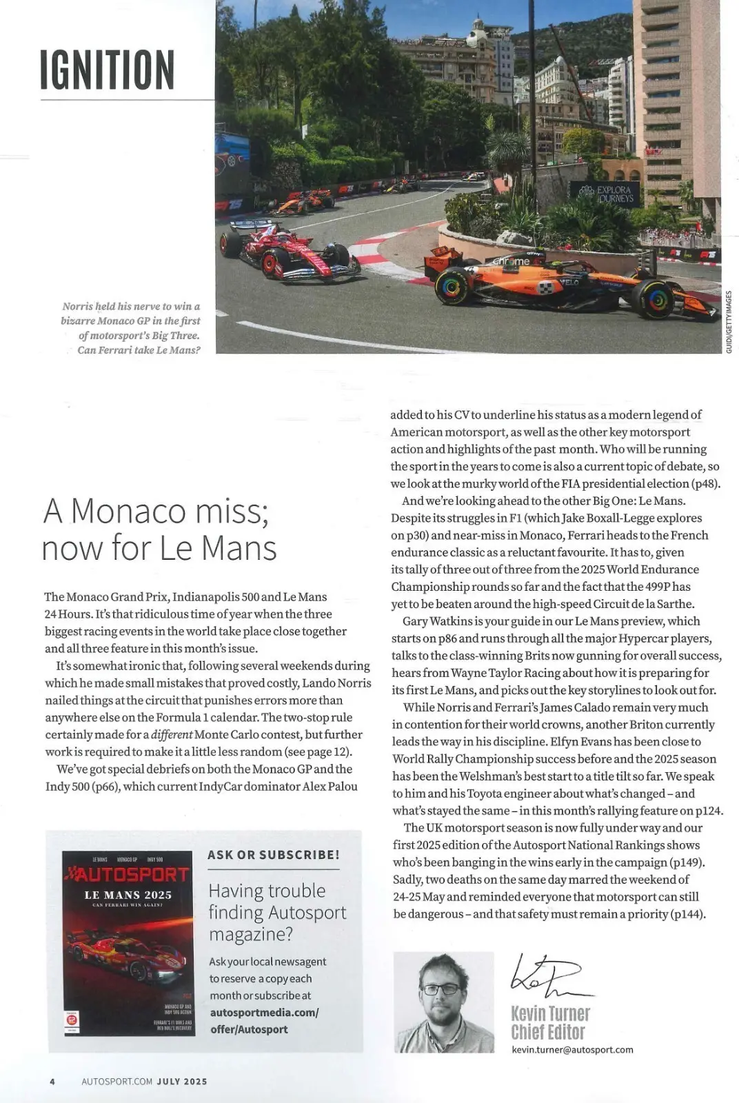Autosport Magazine: Le Mans Preview, Ferrari, Monaco GP, Indy 500, July 2025 - image 3 | Free standard UK delivery included | Discount Quality Products