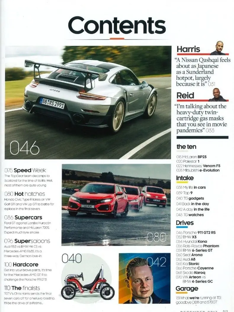 BBC Top Gear Magazine: Issue #302, Porsche 911 GT2, BMW X3, Audi A8, Dec 2017 - image 2 | Free standard UK delivery included | Discount Quality Products