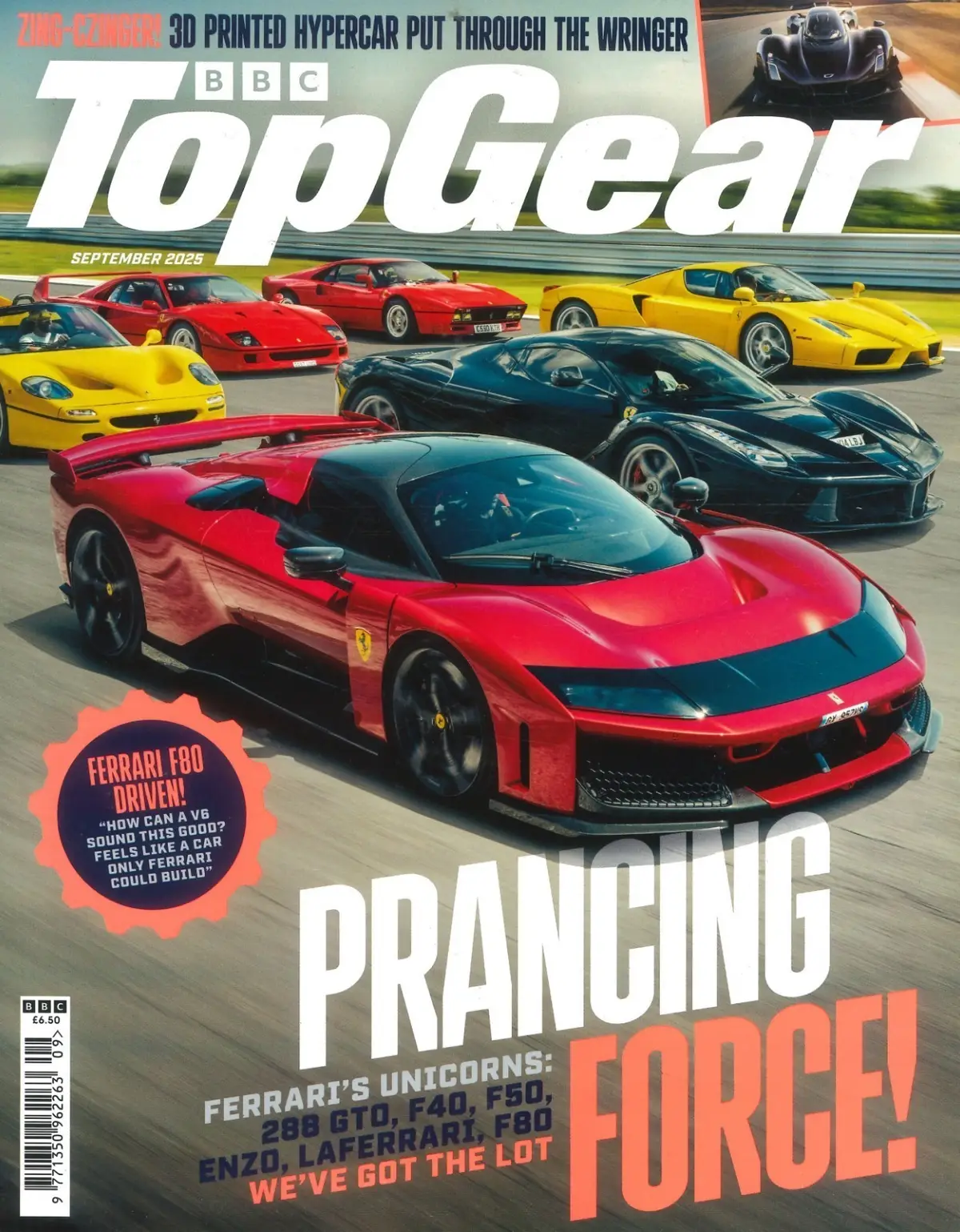 BBC Top Gear Magazine #399, Ferrari F80, Hypercar, Hyundai IONIQ 6 N, Sept 2025