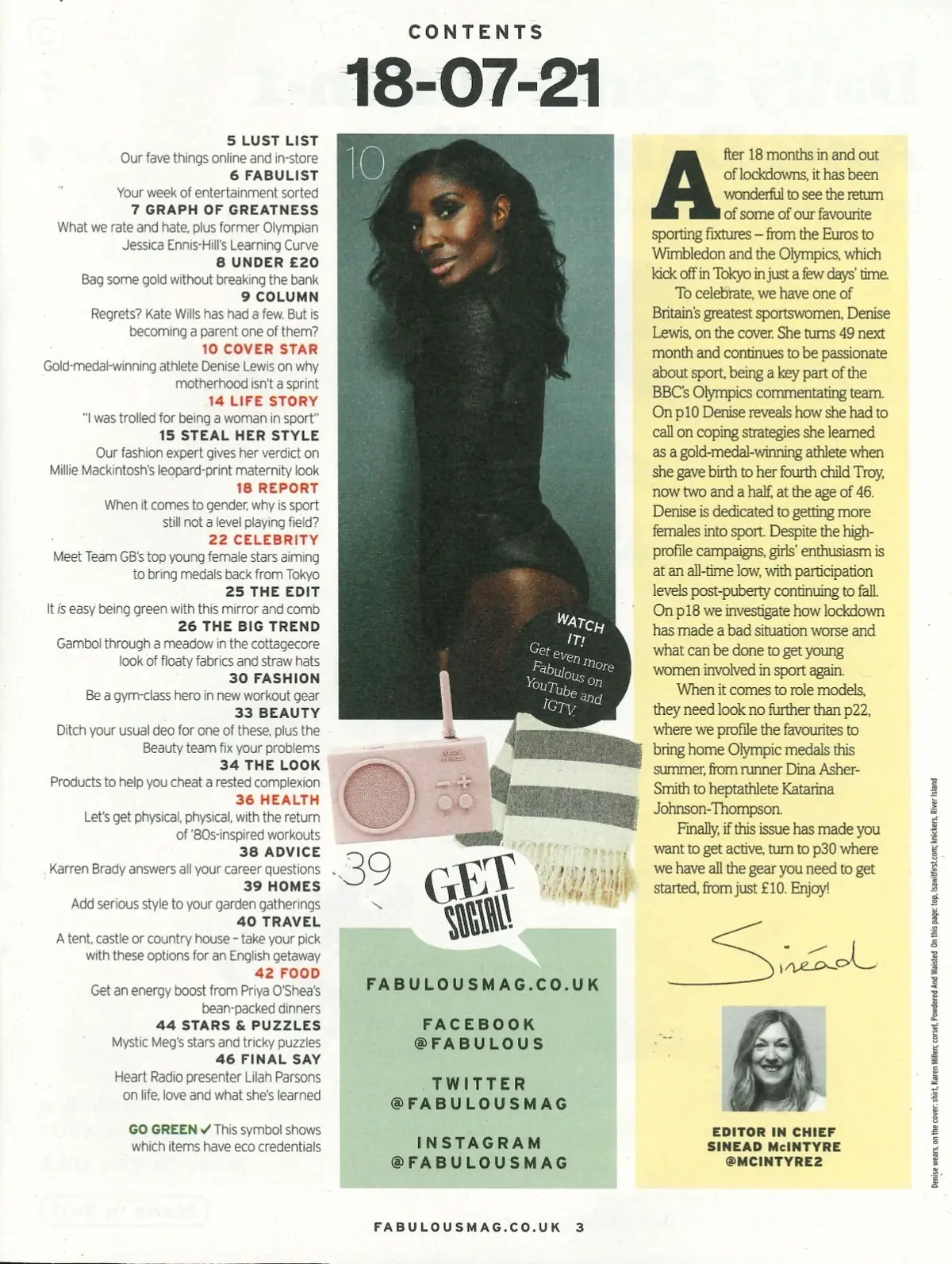 Fabulous Magazine: Denise Lewis, Jessica Ennis-Hill, Lilah Parsons, 18.7.21 - image 2 | Free standard UK delivery included | Discount Quality Products