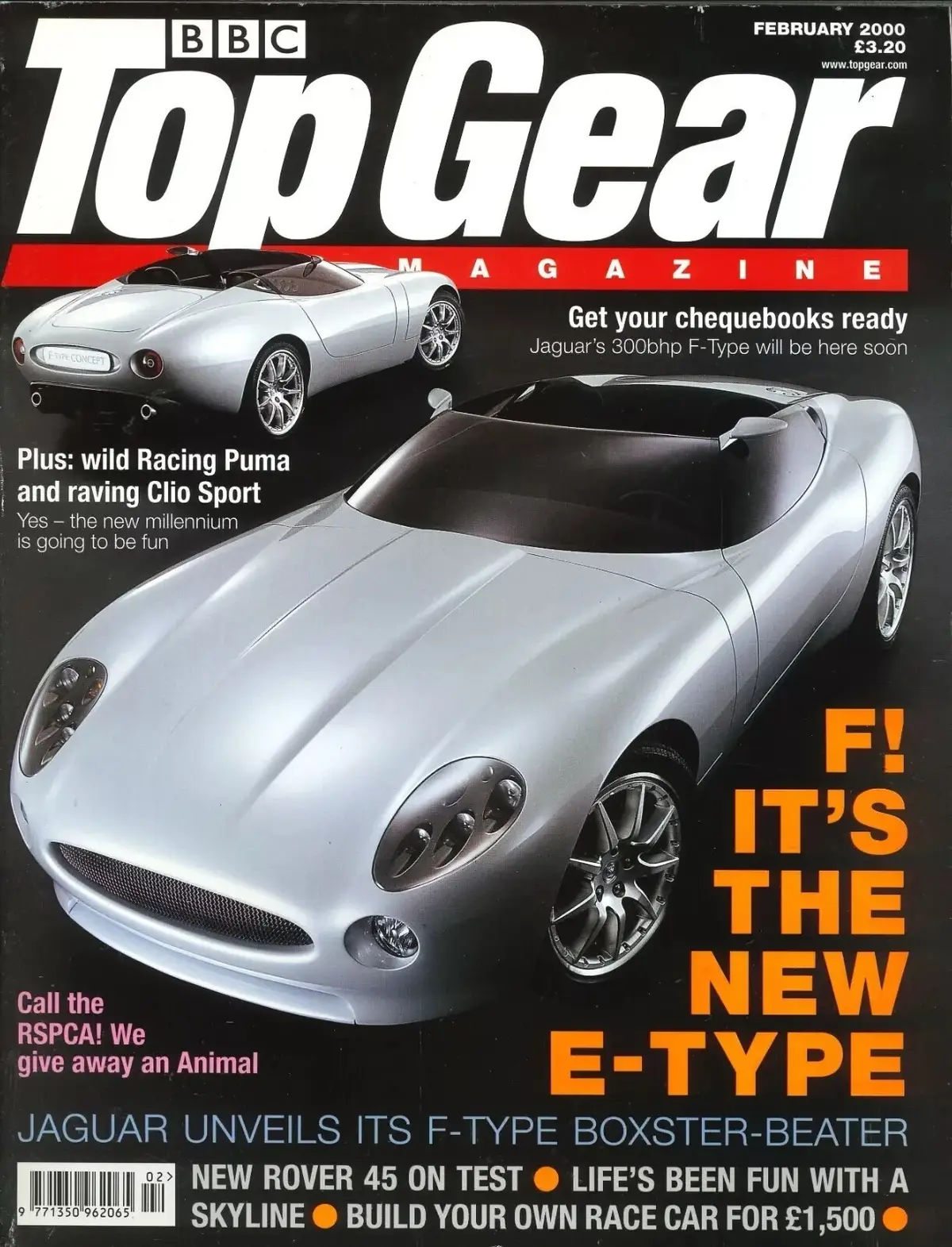 BBC Top Gear Magazine Issue 77, Jaguar F-Type, Puma, Rover 45, Ford, Feb 2000