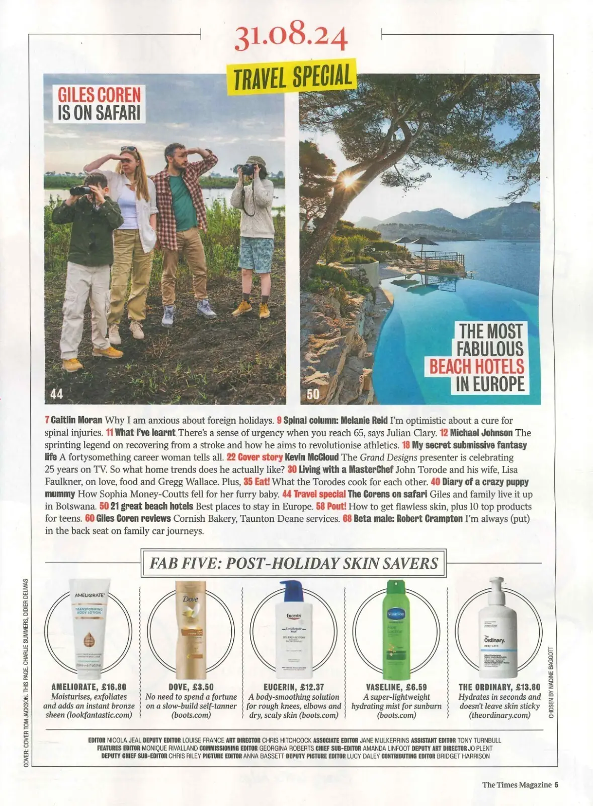 Times Magazine: Kevin McCloud, Julian Clary, Michael Johnson, Torode, 31.8.24 - image 2 | Free standard UK delivery included | Discount Quality Products