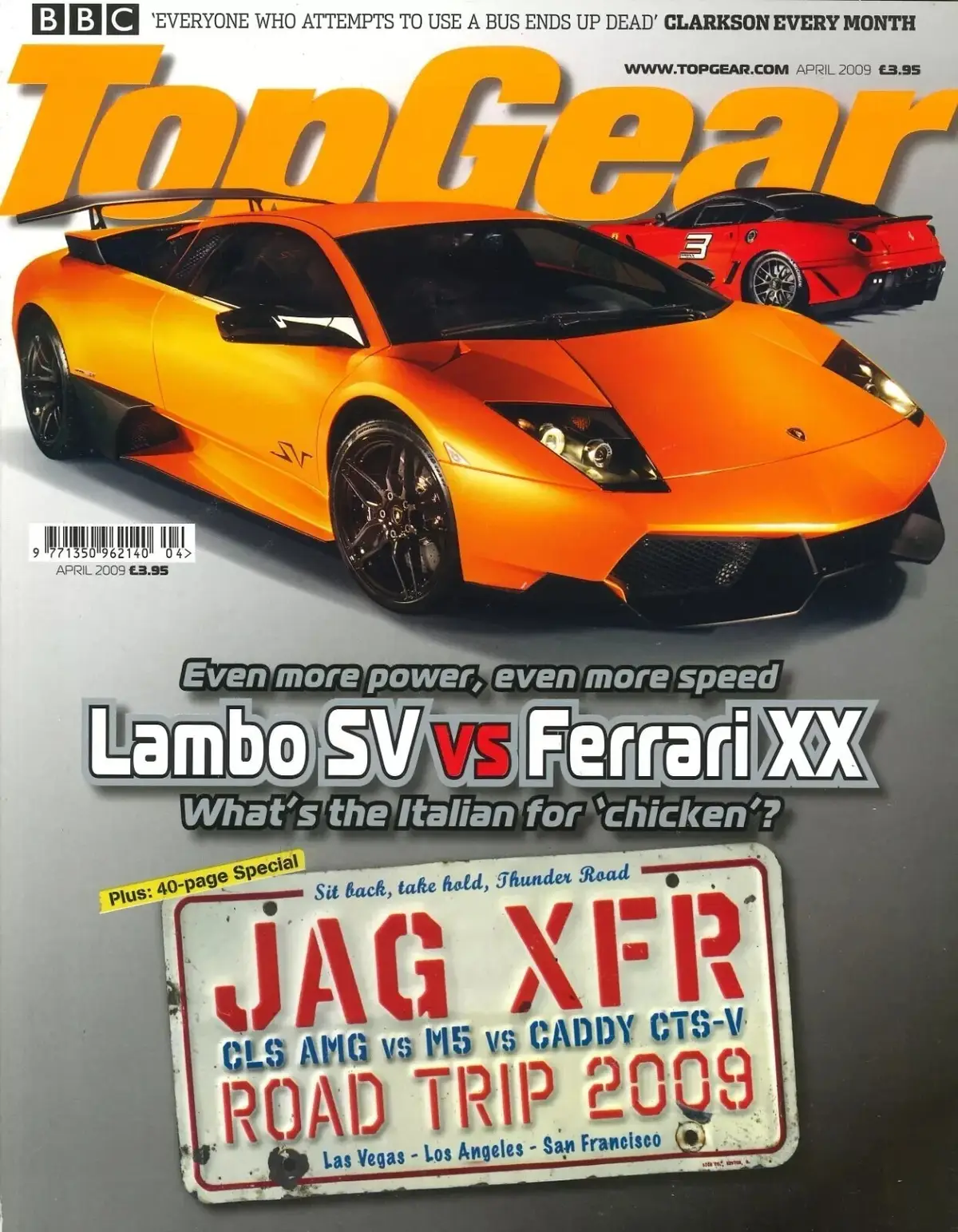 BBC Top Gear Magazine: Issue #190, Lambo SV Cover, Ferrari, Jaguar, April 2009