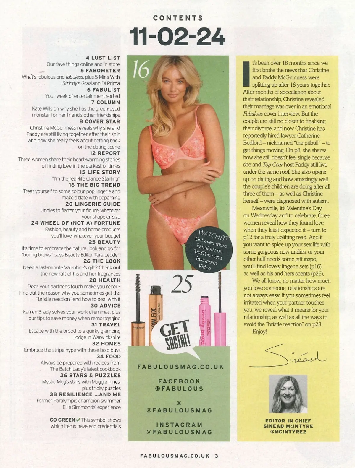 Fabulous Magazine: Christine McGuinness, Ellie Simmonds, Karren Brady, 11.2.24 - image 2 | Free standard UK delivery included | Discount Quality Products