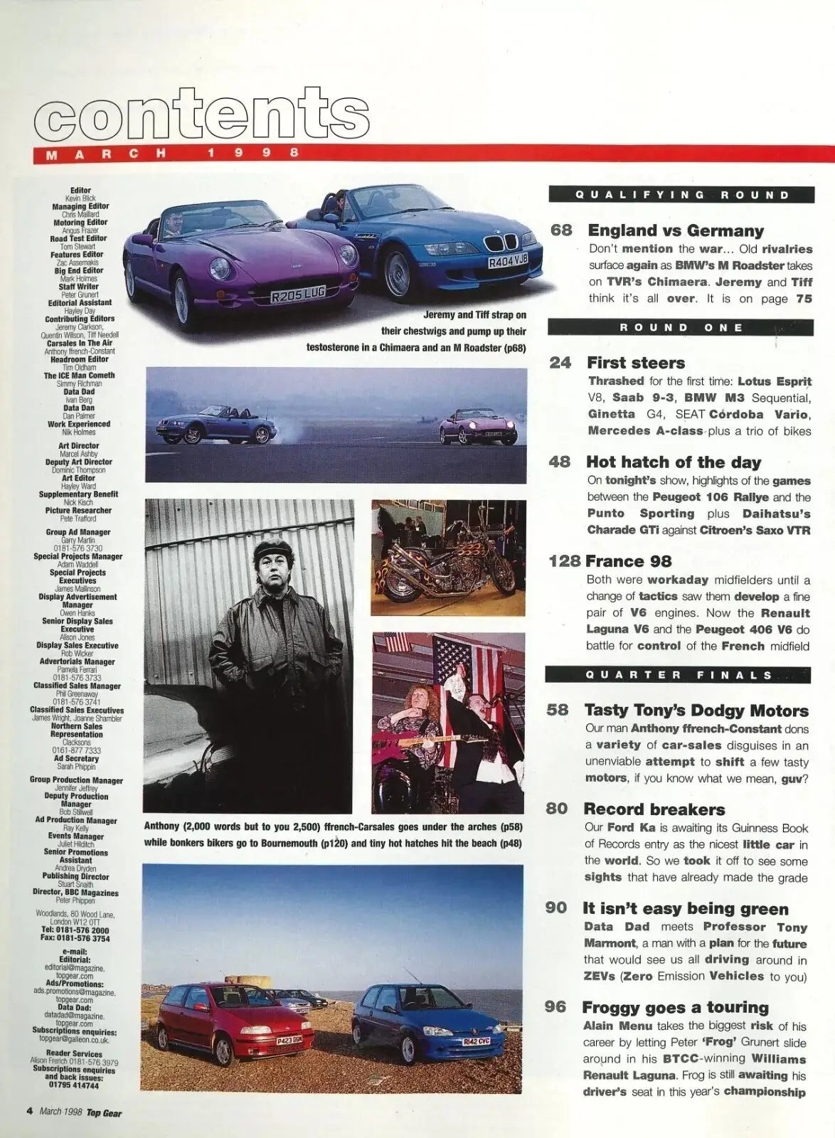 BBC Top Gear Magazine Issue #54, BMW M Roadster, TVR Chimaera, Lotus, March 1998 - image 2 | Free standard UK delivery included | Discount Quality Products